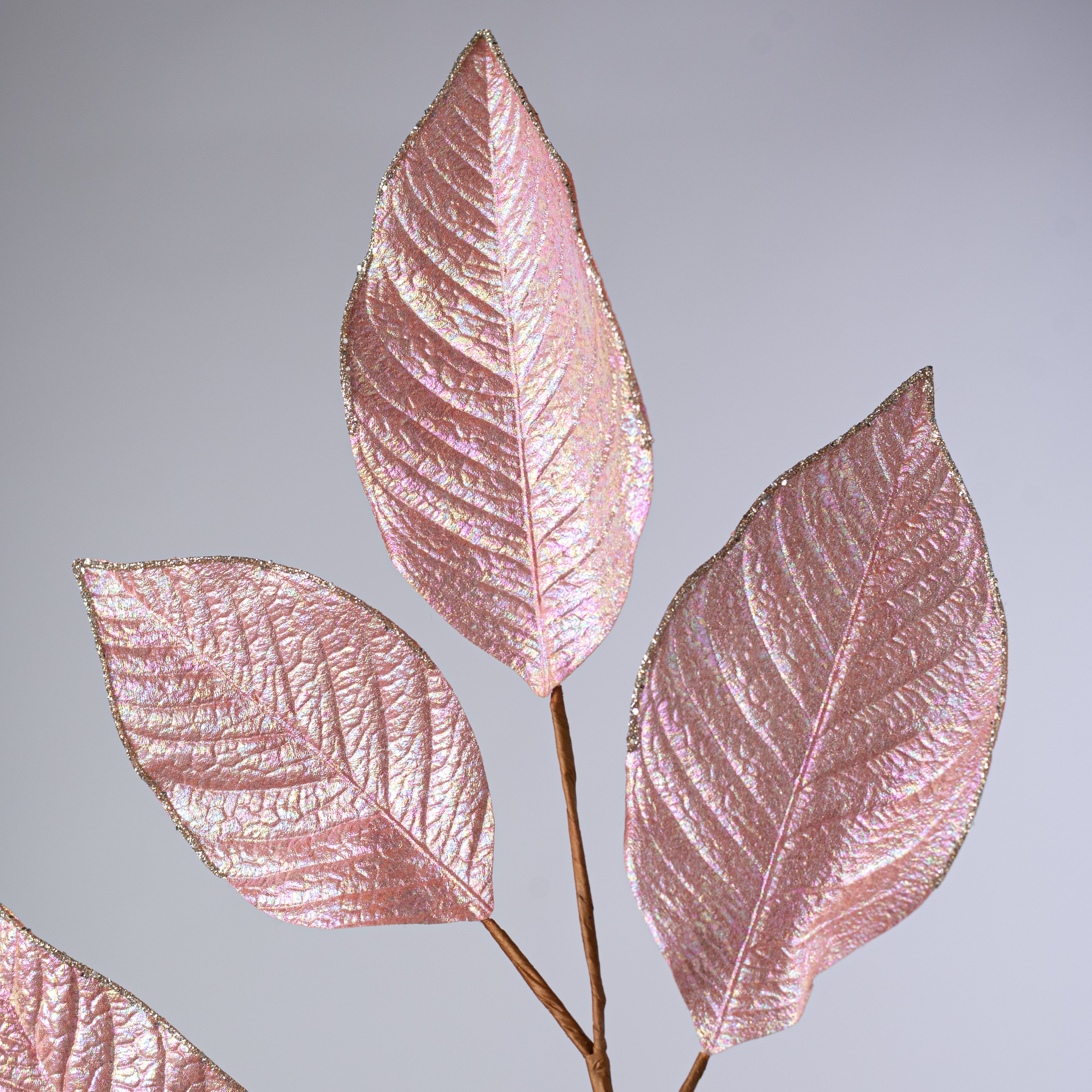 31" Magnolia Leaf Spray: Iridescent Soft Pink