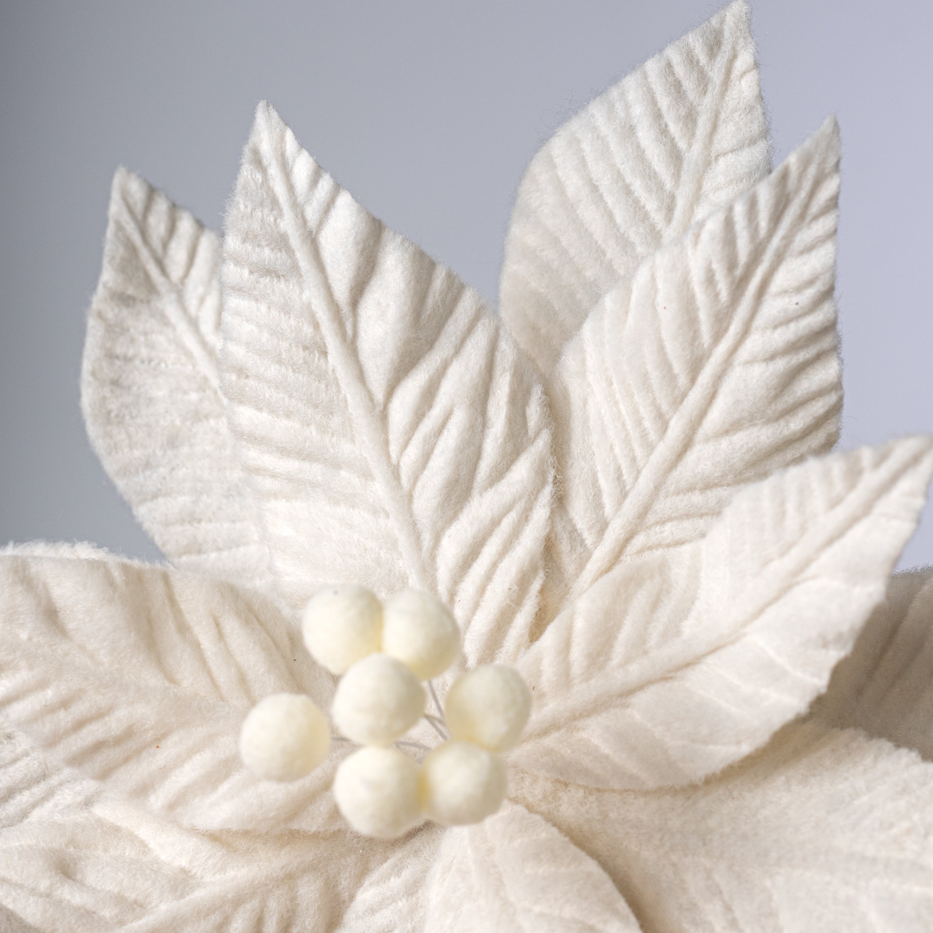 11" x 20" Felt Poinsettia Stem: Ivory Cream