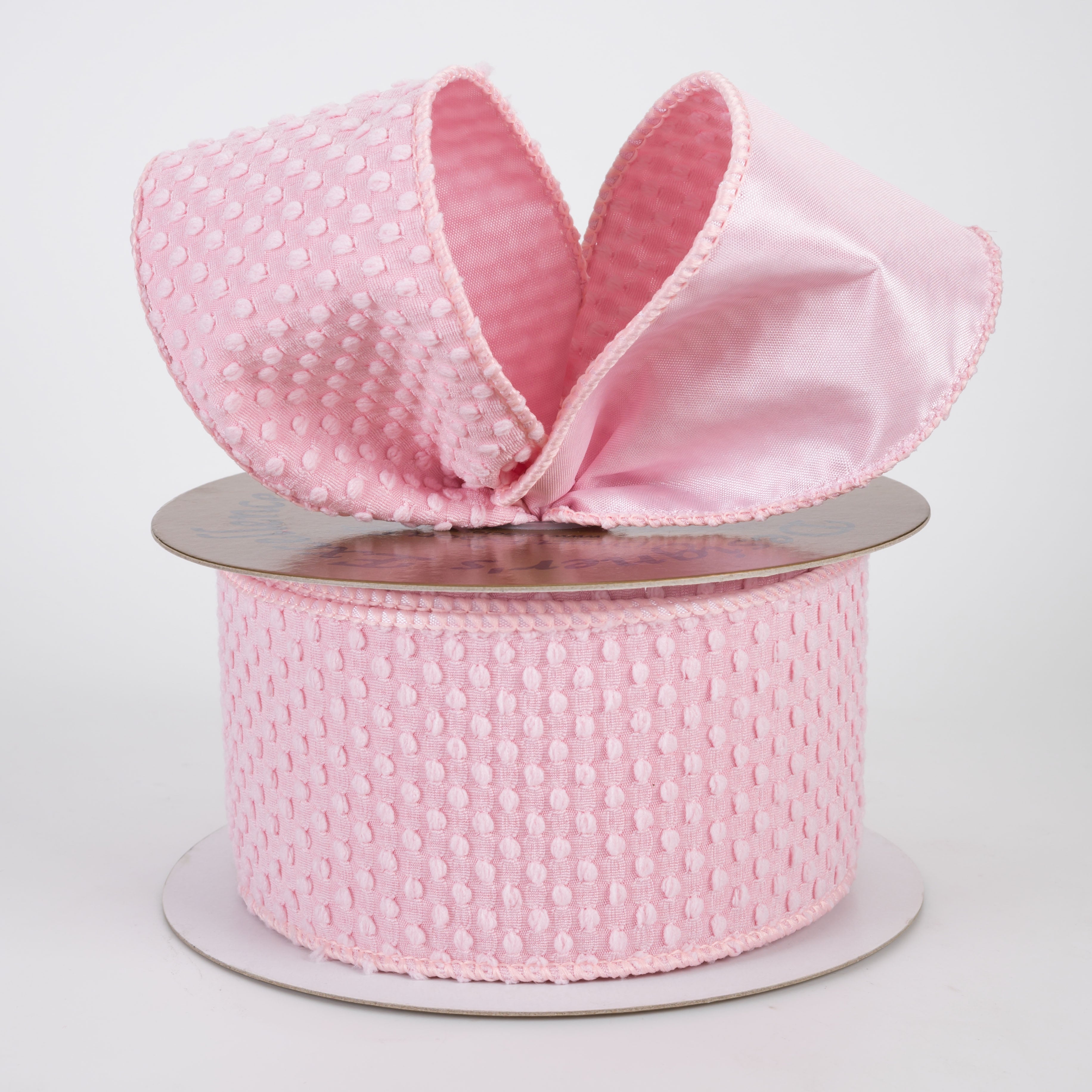 2.5" Designer Double Sided Waffle Ribbon: Pink (10 Yards)