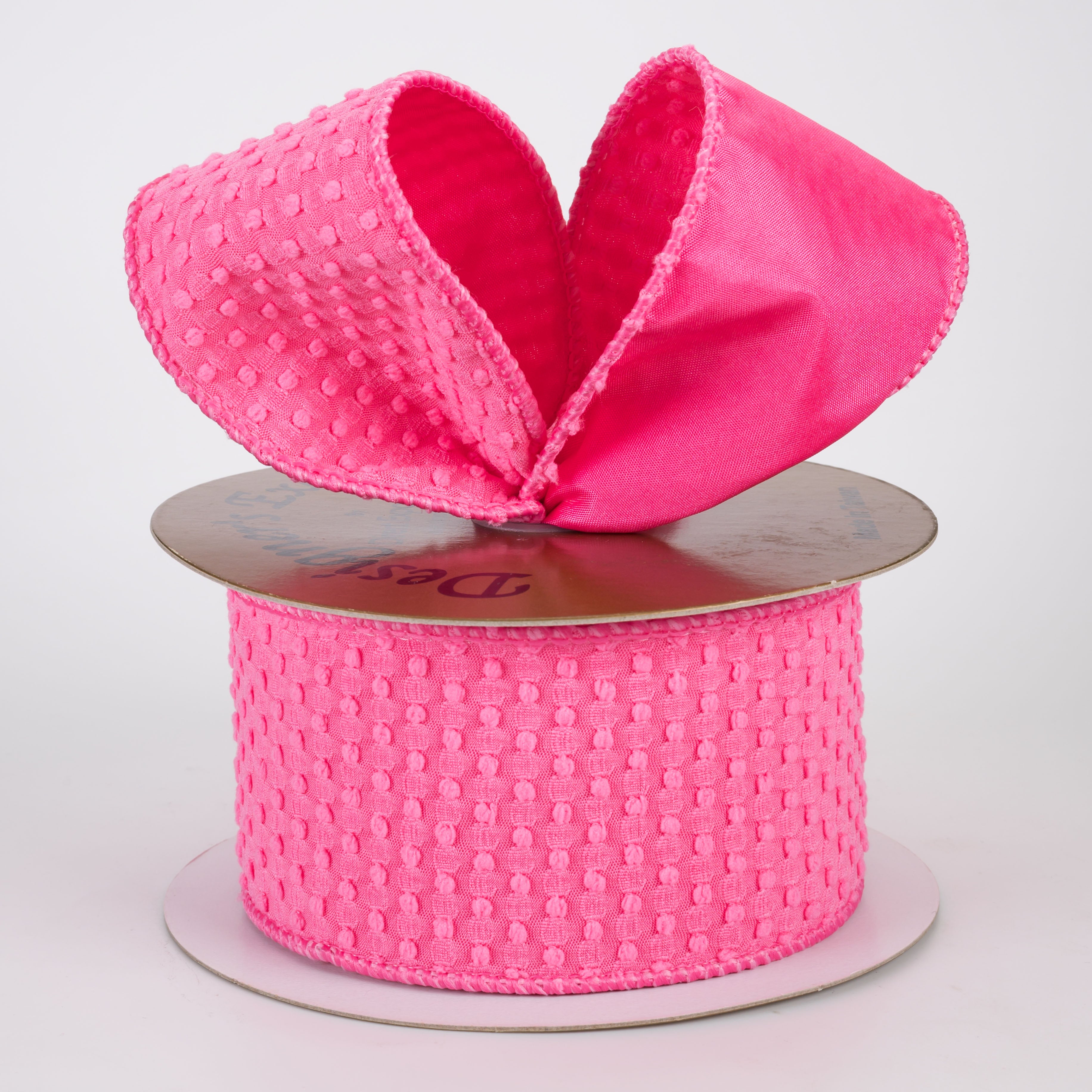 2.5" Designer Double Sided Waffle Ribbon: Hot Pink (10 Yards)