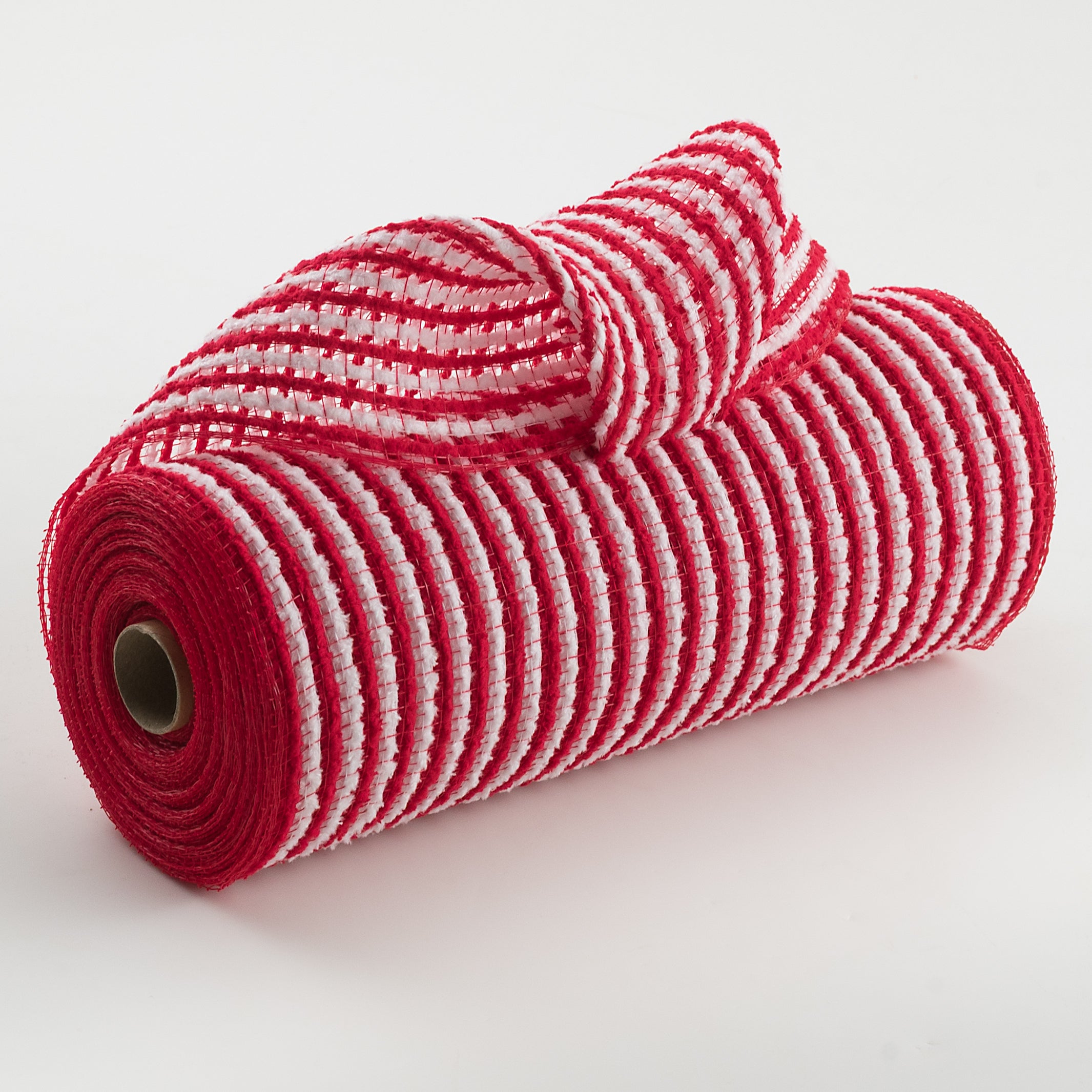 10" All Snow Fuzz Mesh: Red & White Stripes (10 Yards)