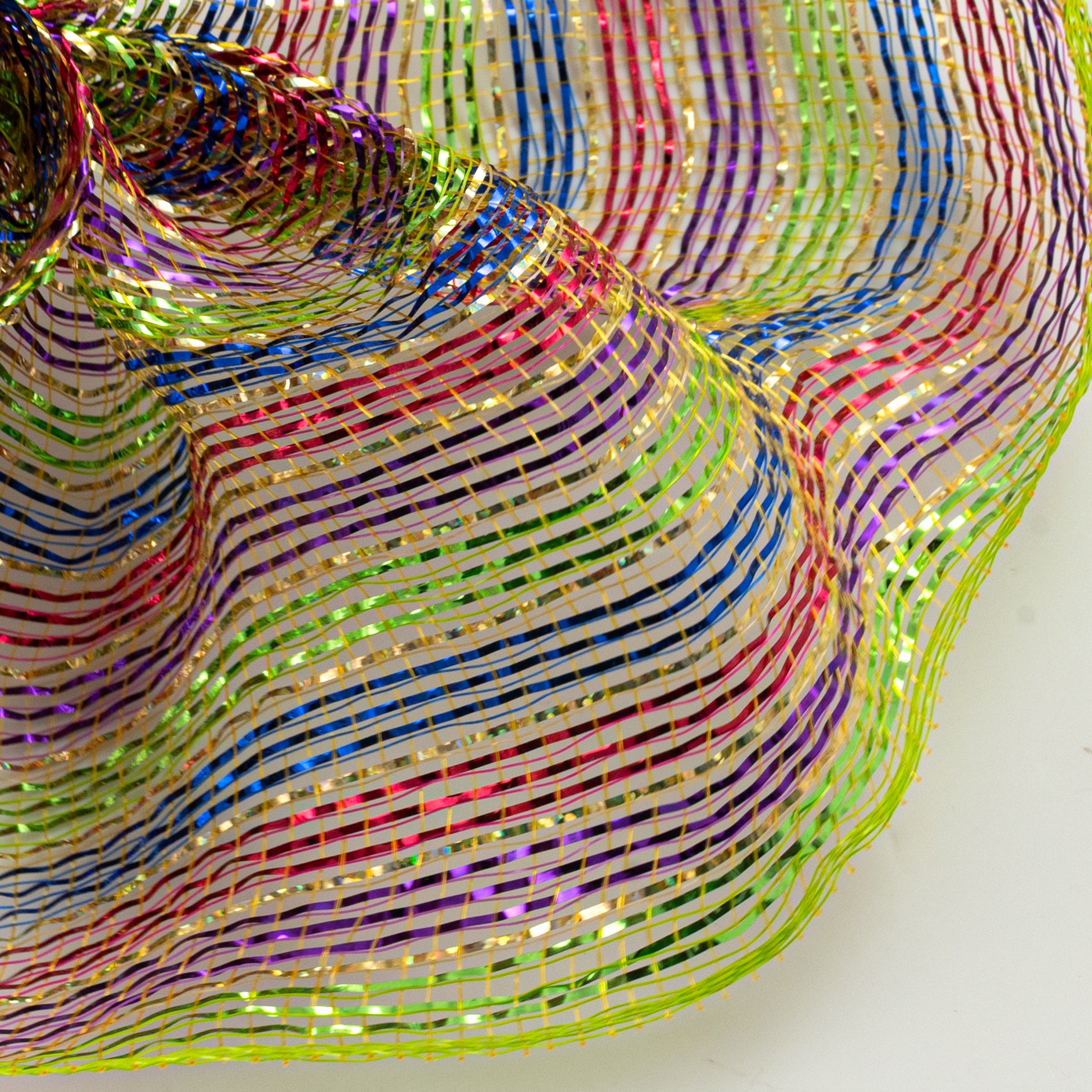 10" Bright Metallic Stripe Mesh: Multicolor