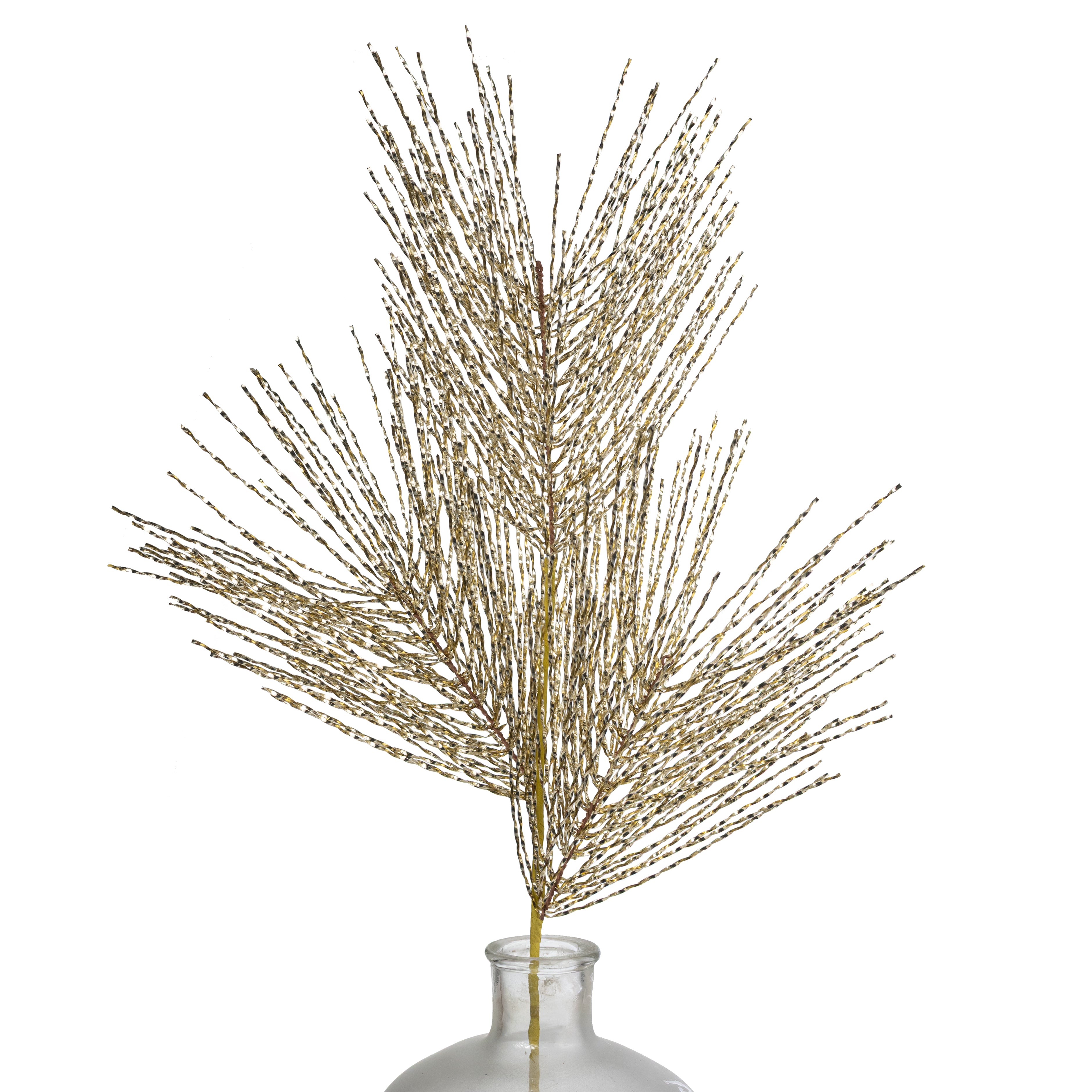 32" Twisted Tinsel Grass Spray: Champagne Gold