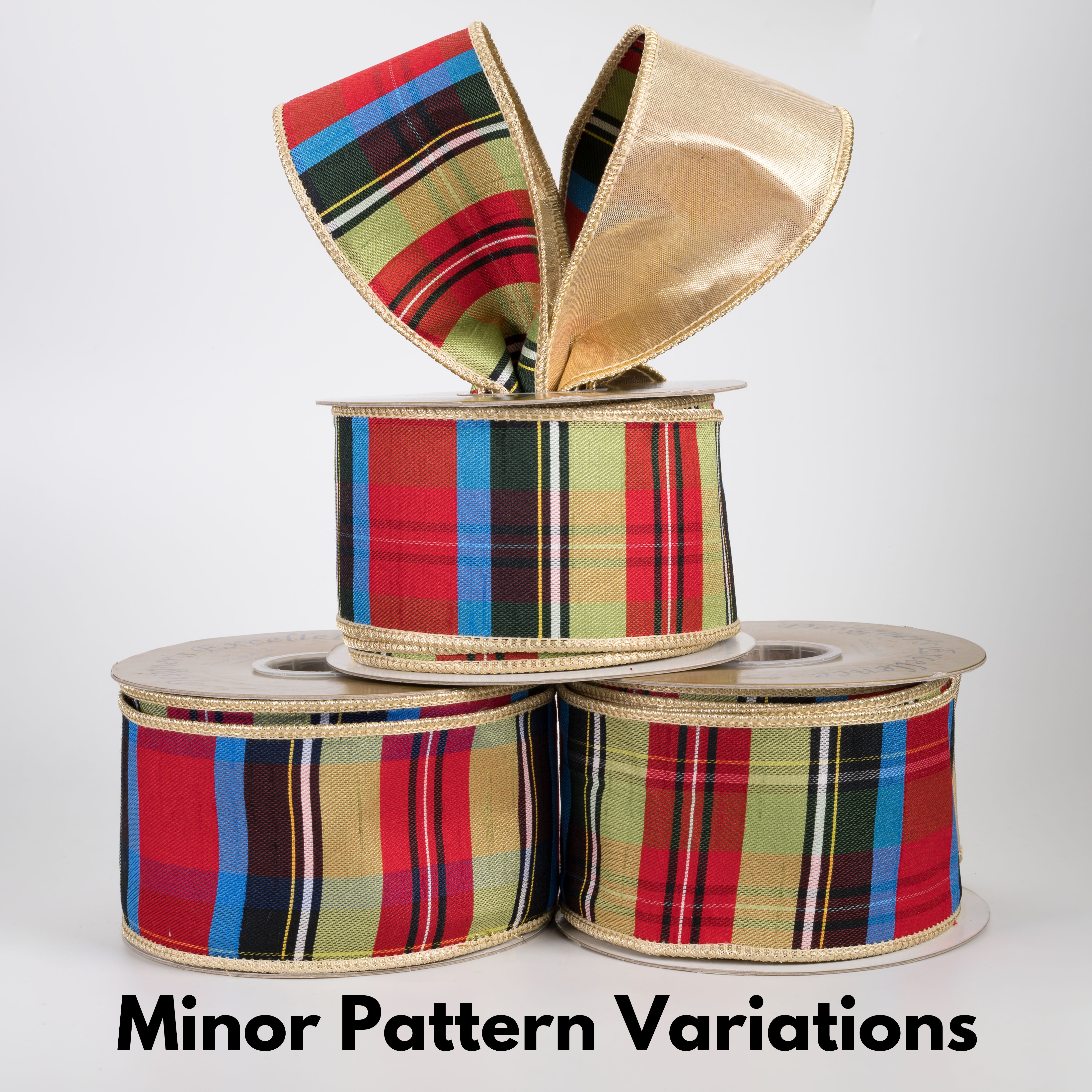 2.5" Designer Double Sided Dupioni Plaid Ribbon: Multicolor (10 Yards)