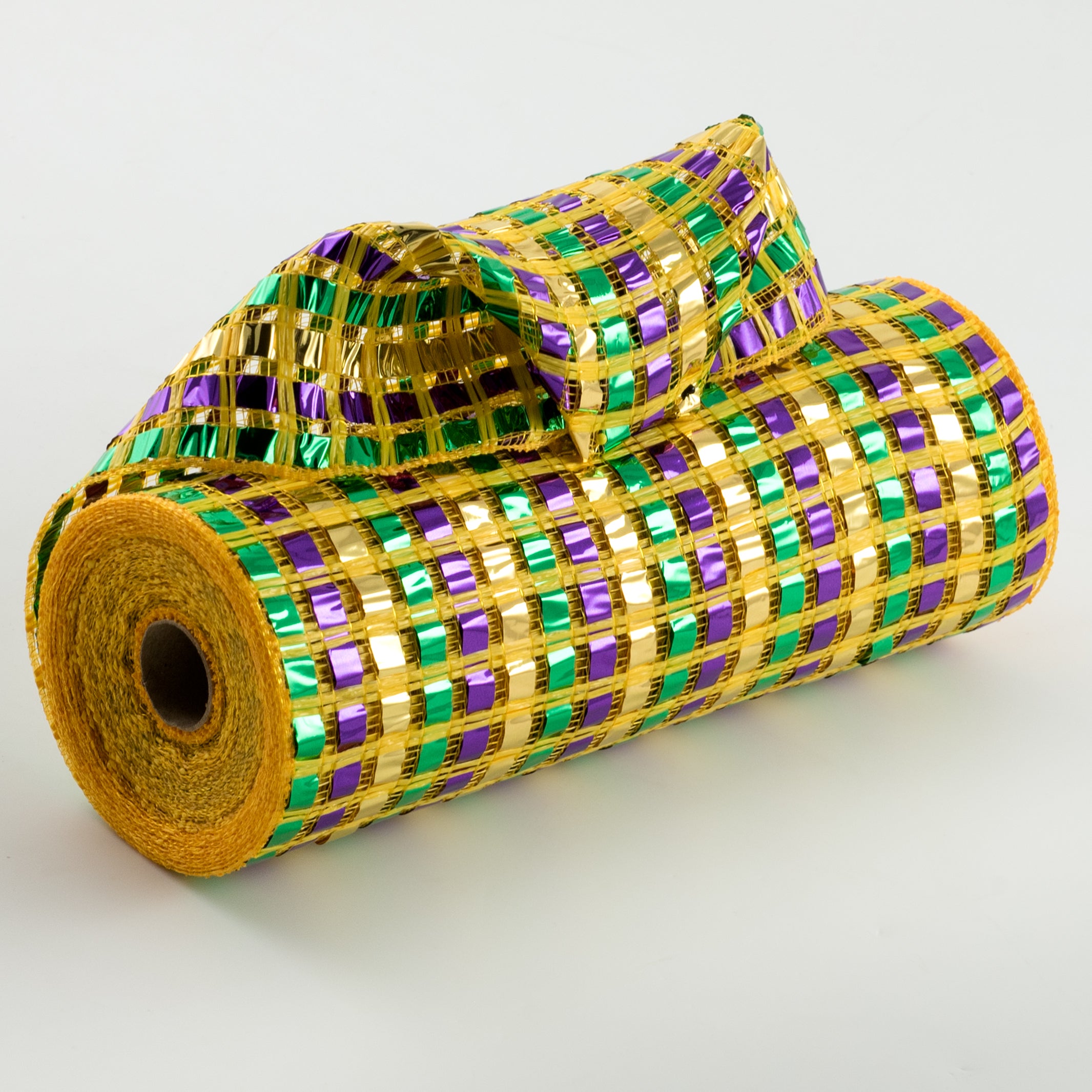 10" XL Wide Foil Metallic Mesh: Mardi Gras