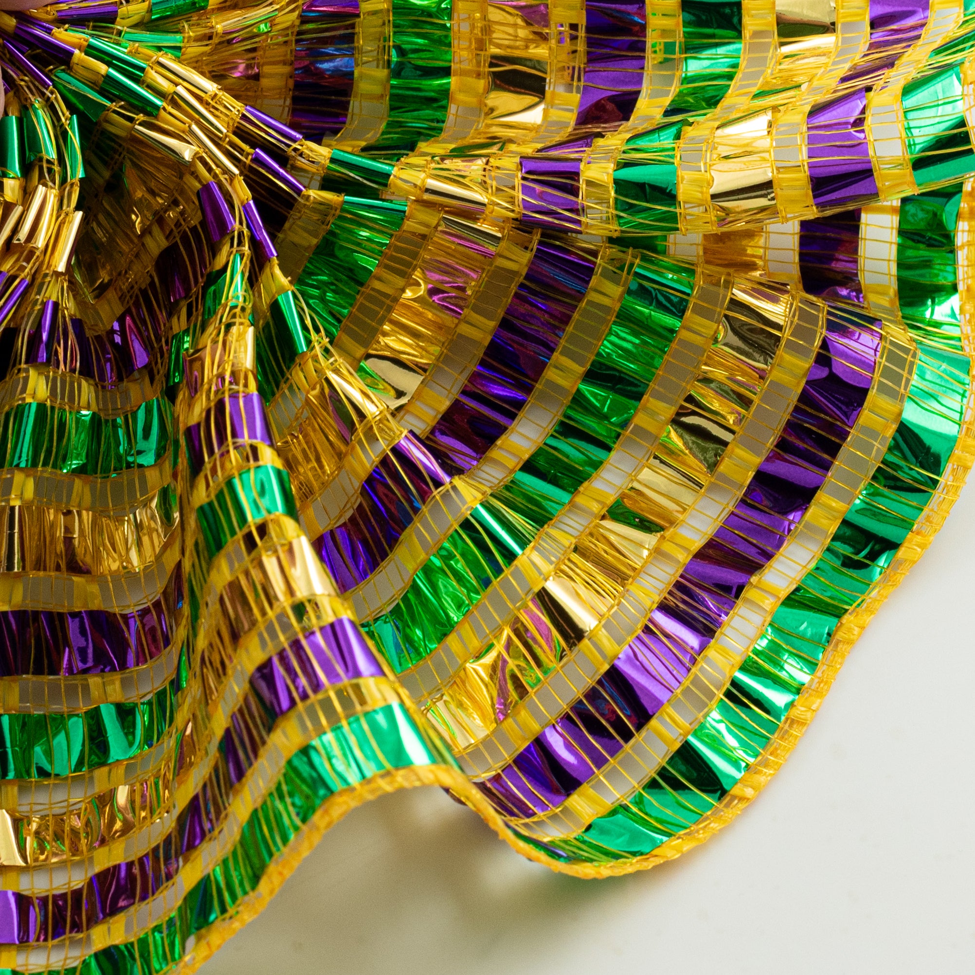 10" XL Wide Foil Metallic Mesh: Mardi Gras