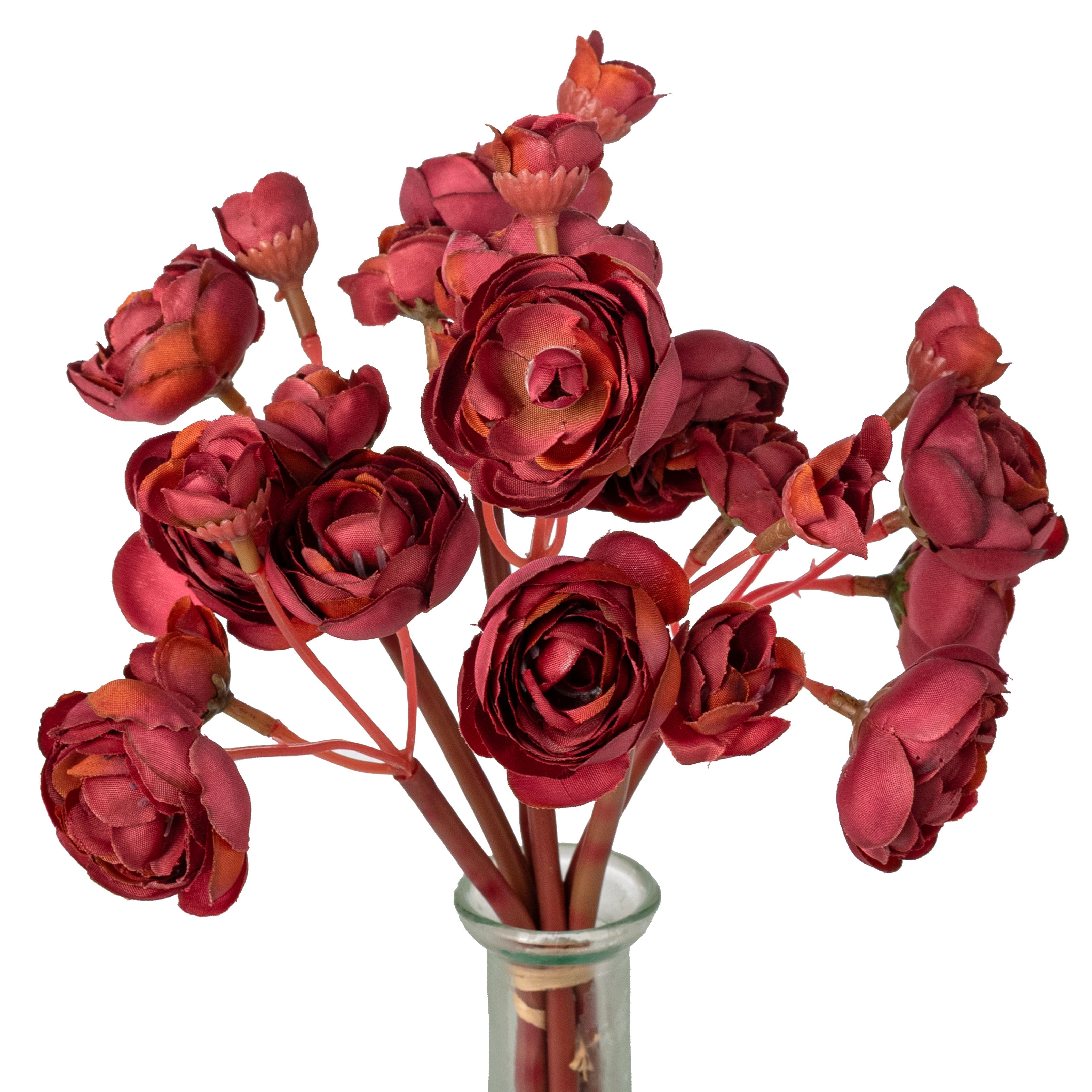 11" Mini Ranunculus Bundle: Burgundy Red