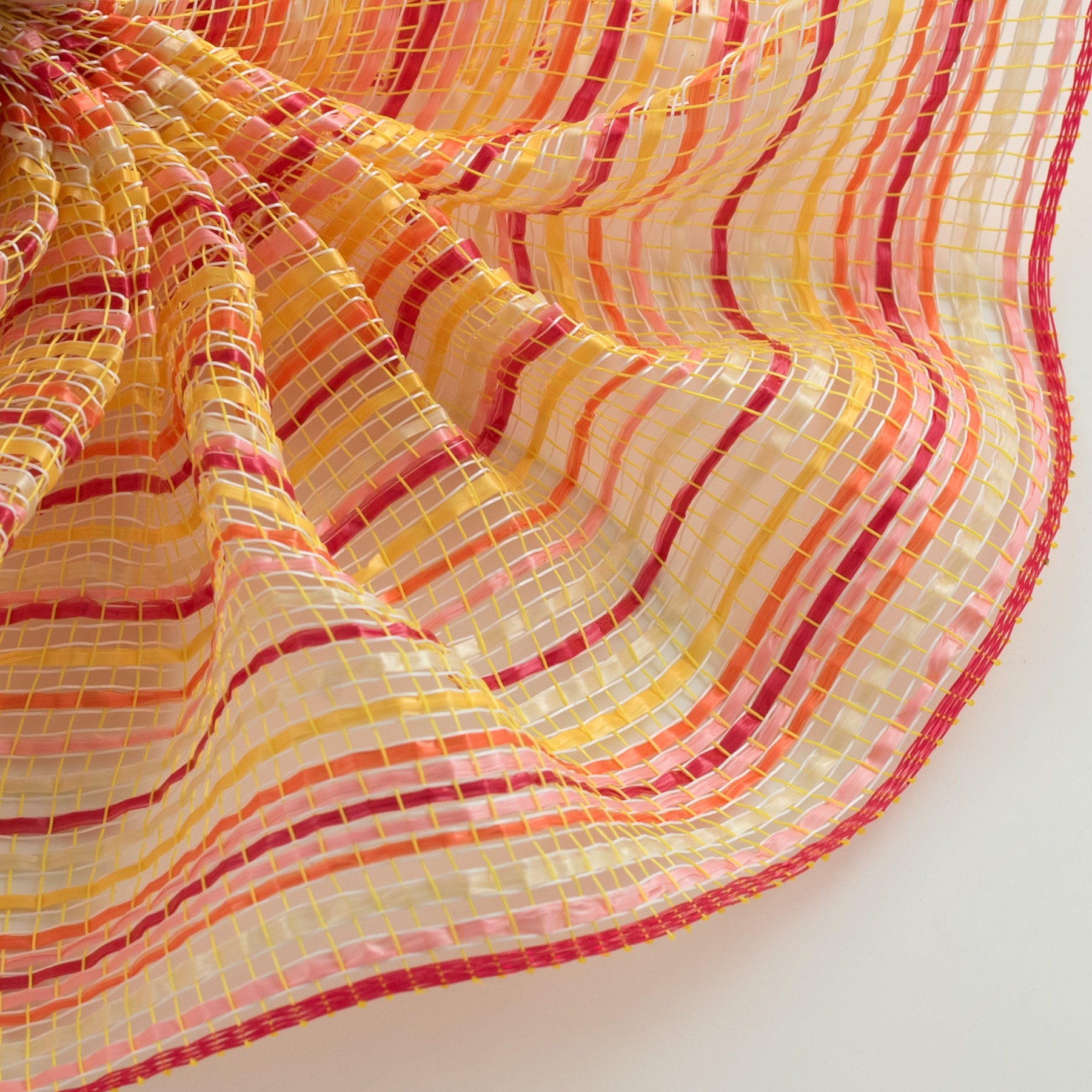 10" Vertical Wide Strip Striation Mesh: Multicolor Warm