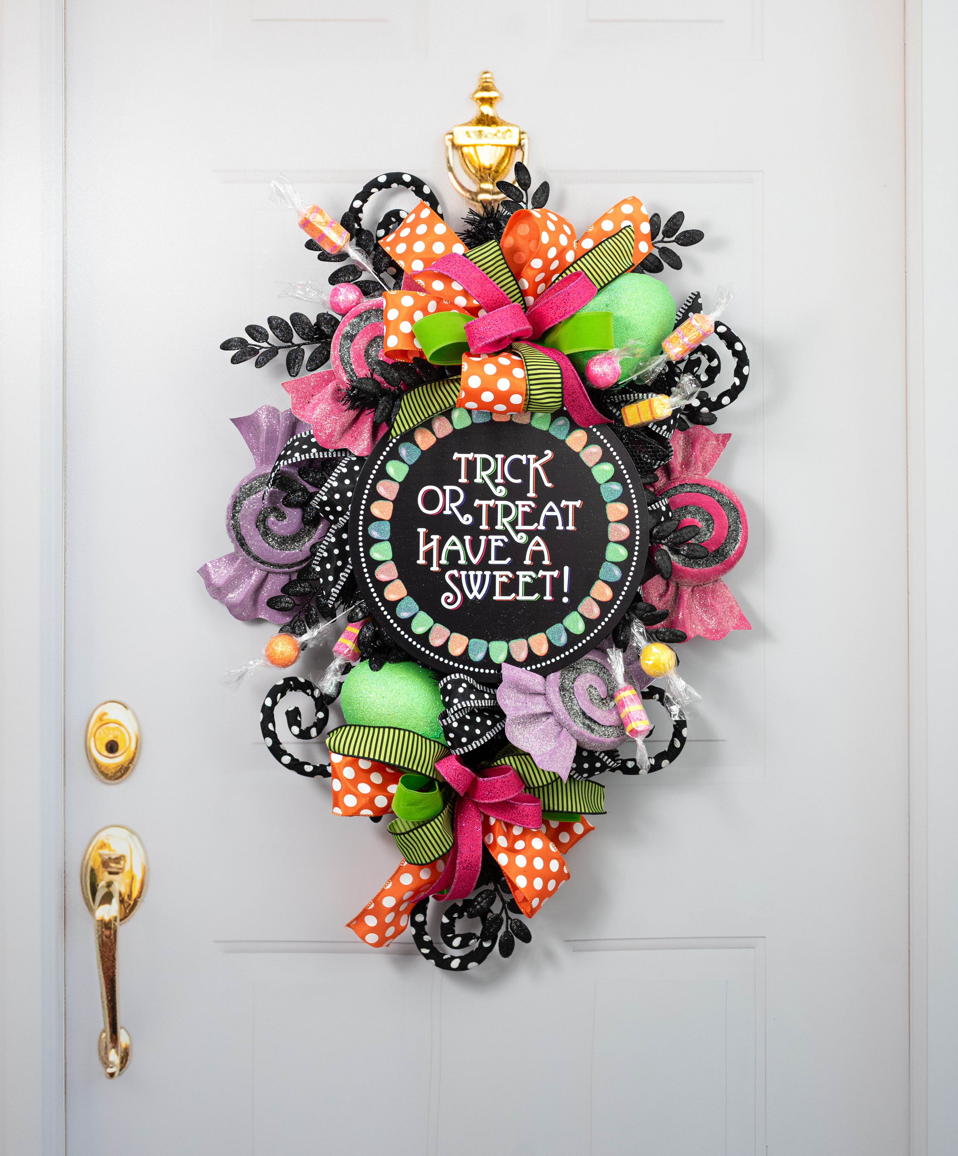 12" Round Metal Sign: Glitter Trick or Treat Have a Sweet Gumdrops