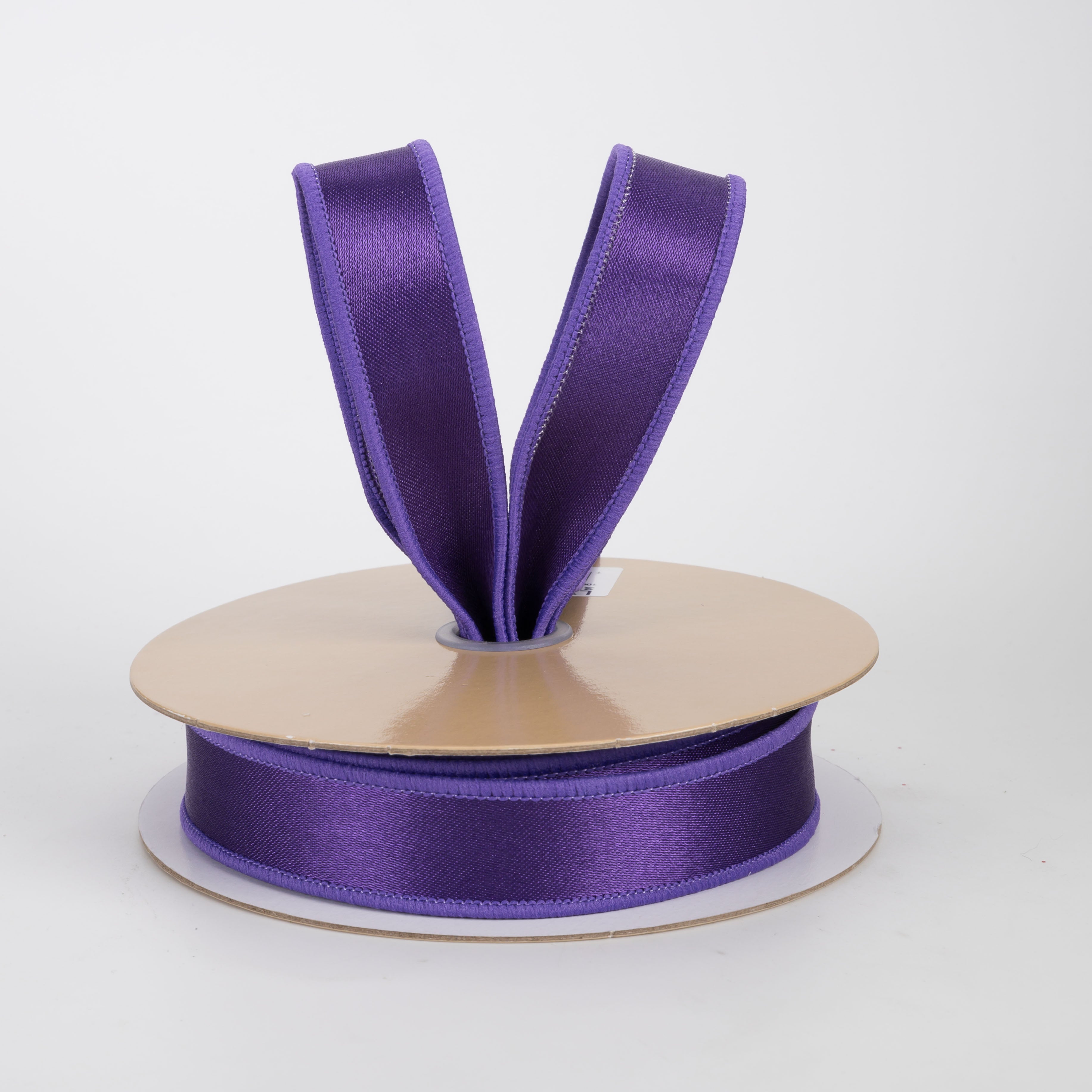 7/8" Double Sided Fused Satin Ribbon: Purple (10 Yards)