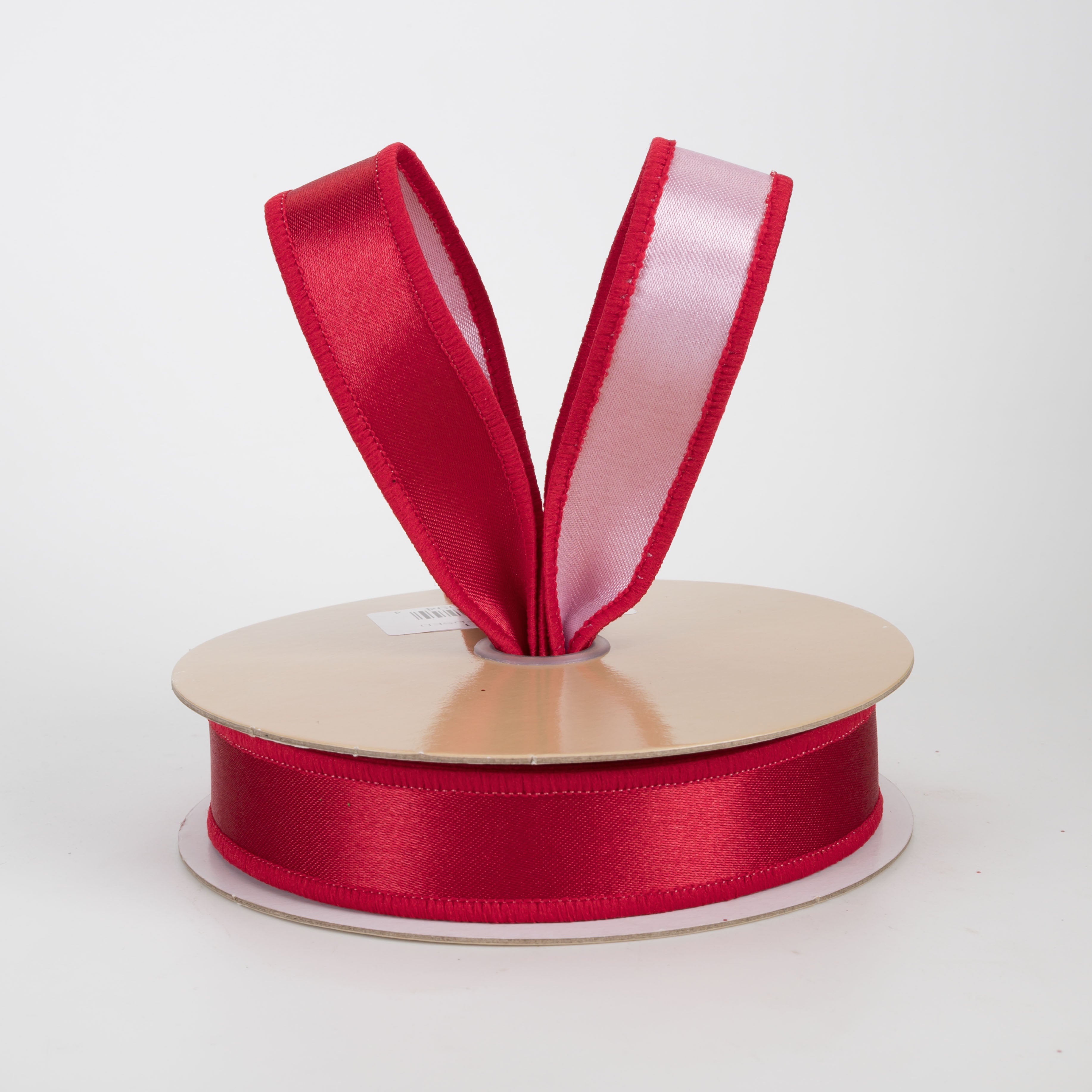 7/8" Double Sided Fused Satin Ribbon: Red & Pink (10 Yards)