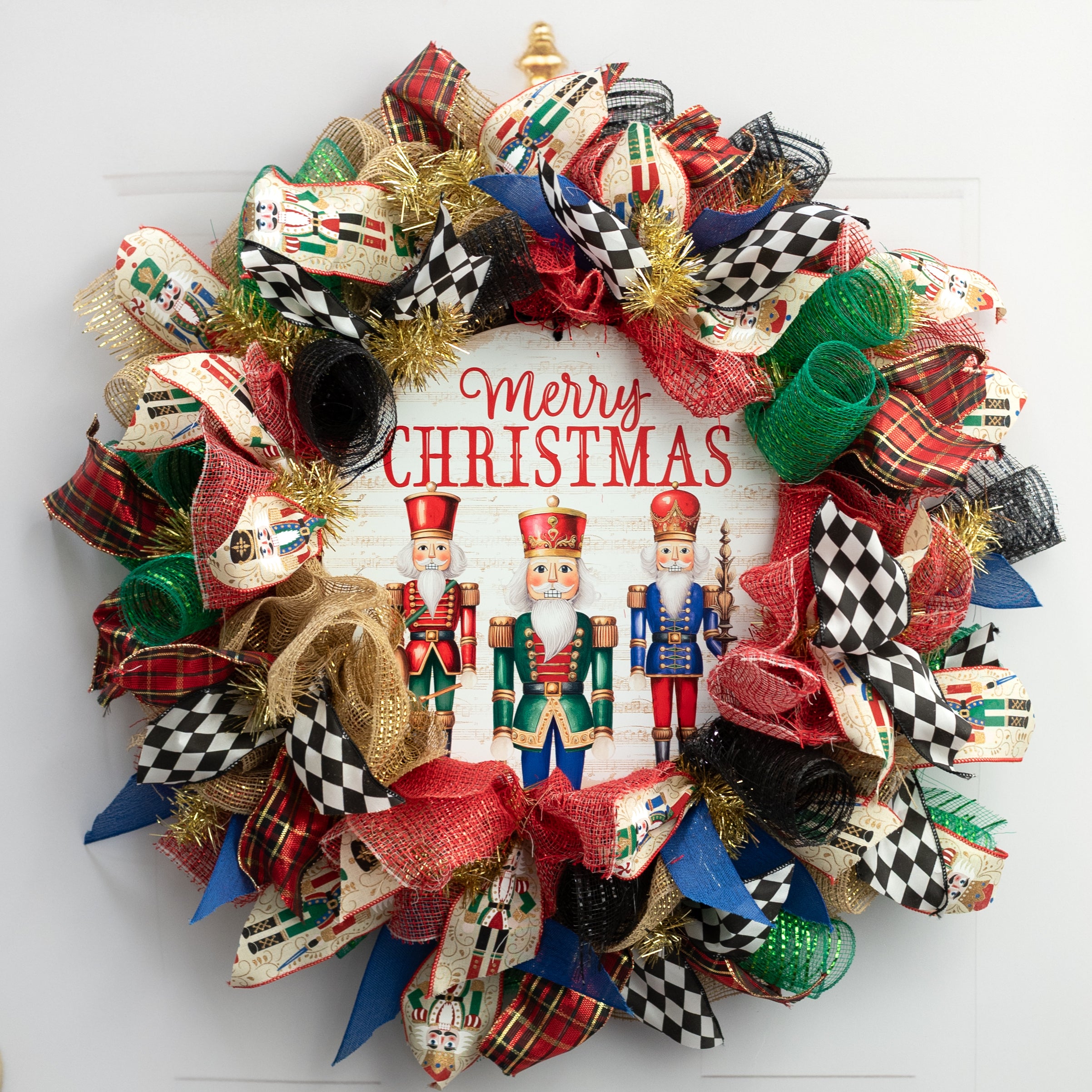 12" Round Metal Sign: Merry Christmas Nutcracker
