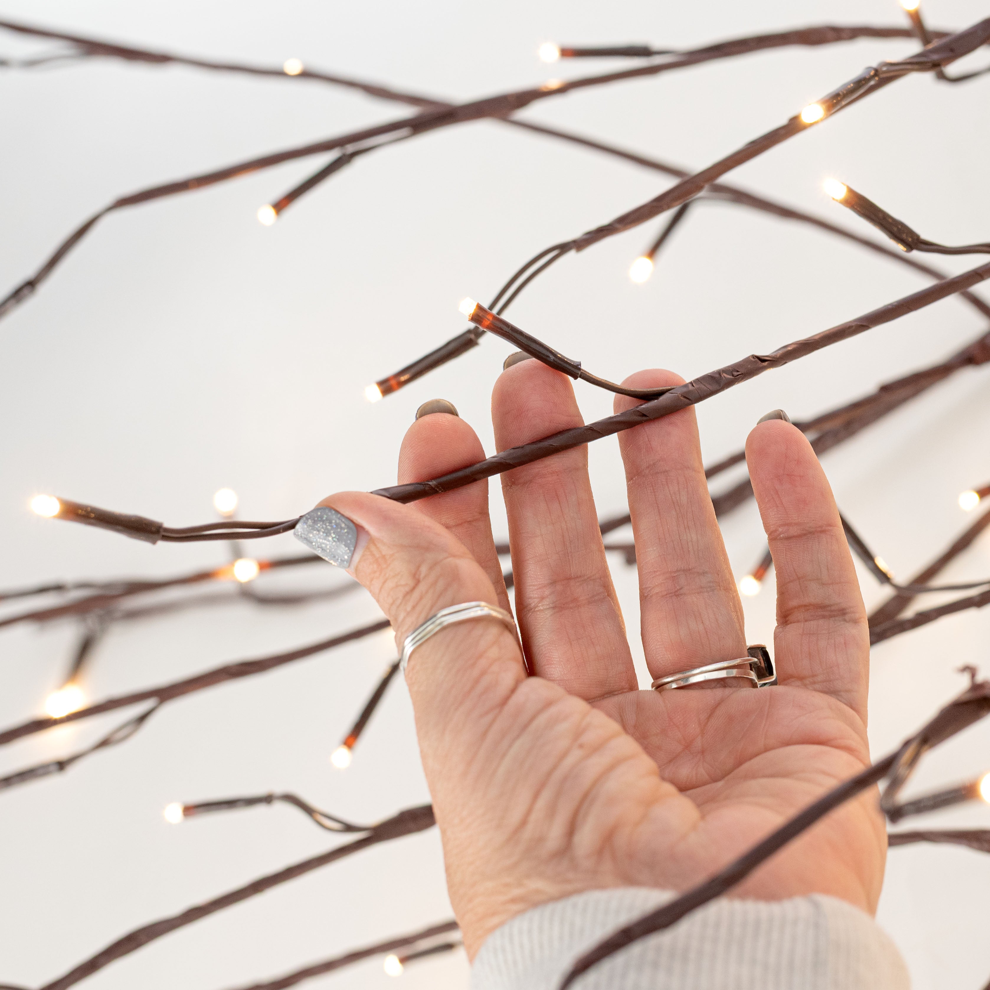 40" Warm White Lighted Hanging Twig Bush (96 LEDs - AC Power)