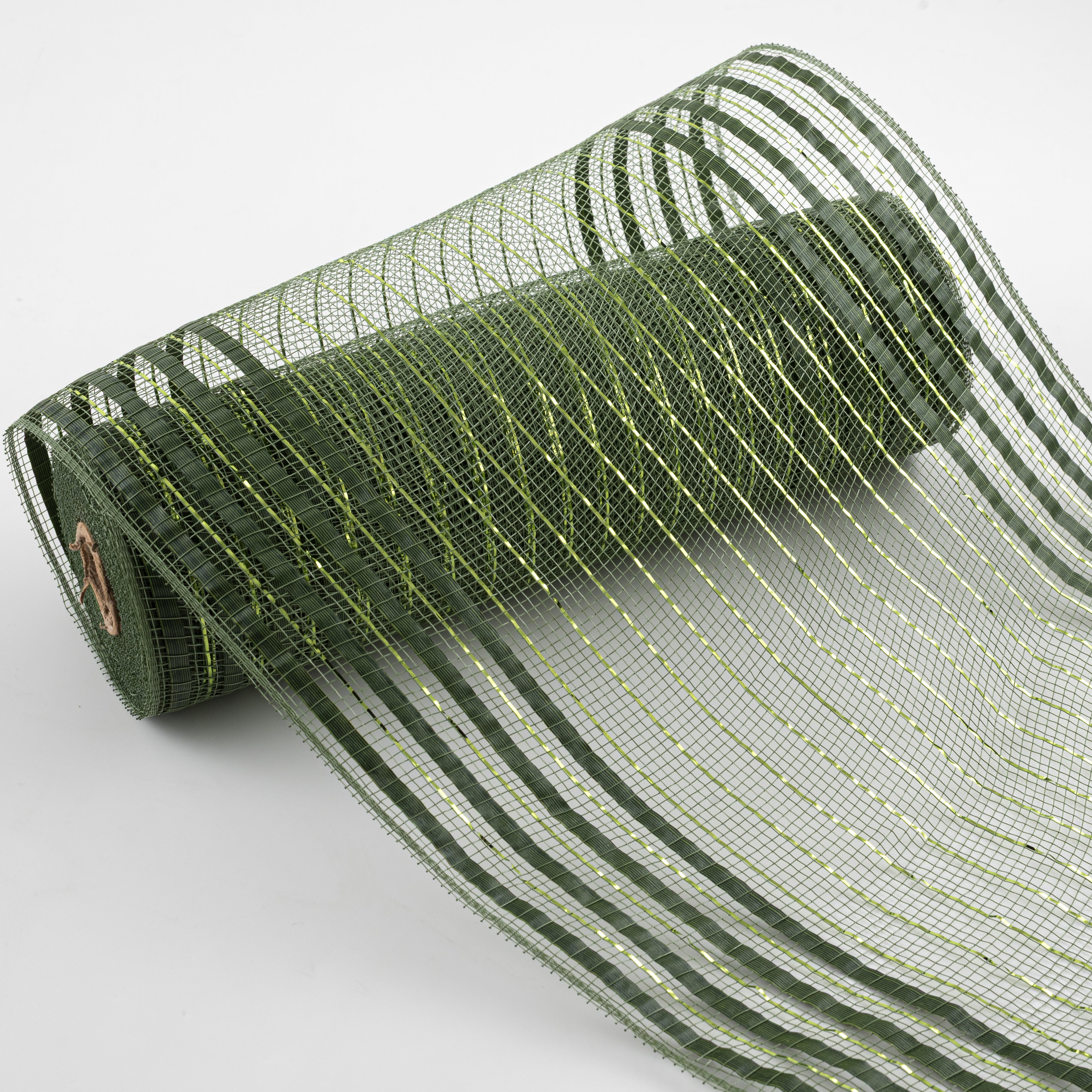10" XL Wide Foil Border Mesh: Metallic Moss Green