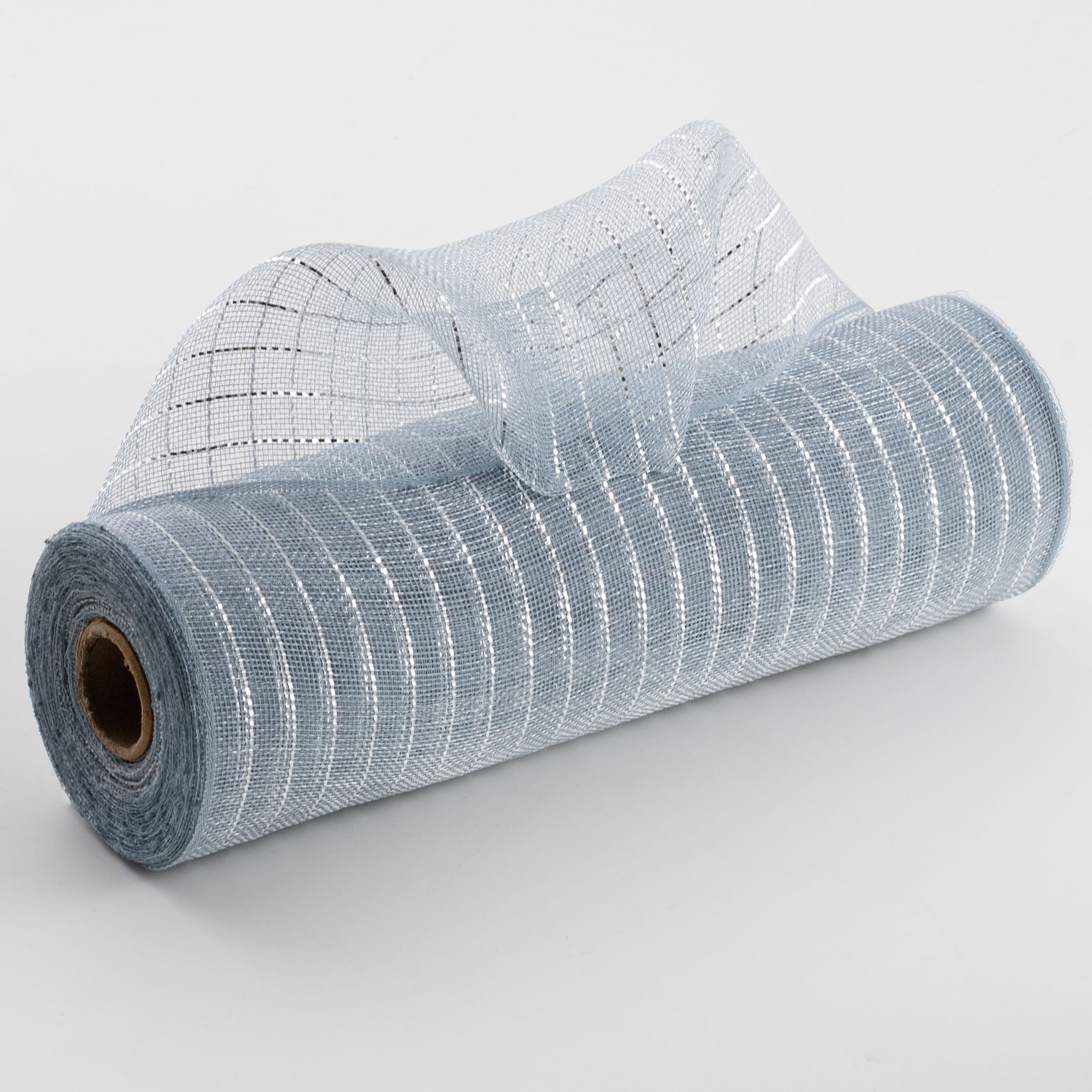 10" Metallic Fine Weave Deco Mesh: Silver & Silver