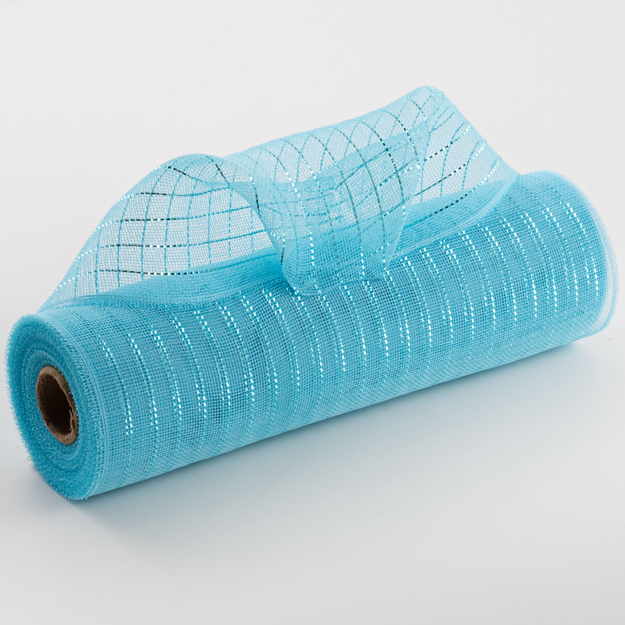 10" Metallic Fine Weave Deco Mesh: Light Blue