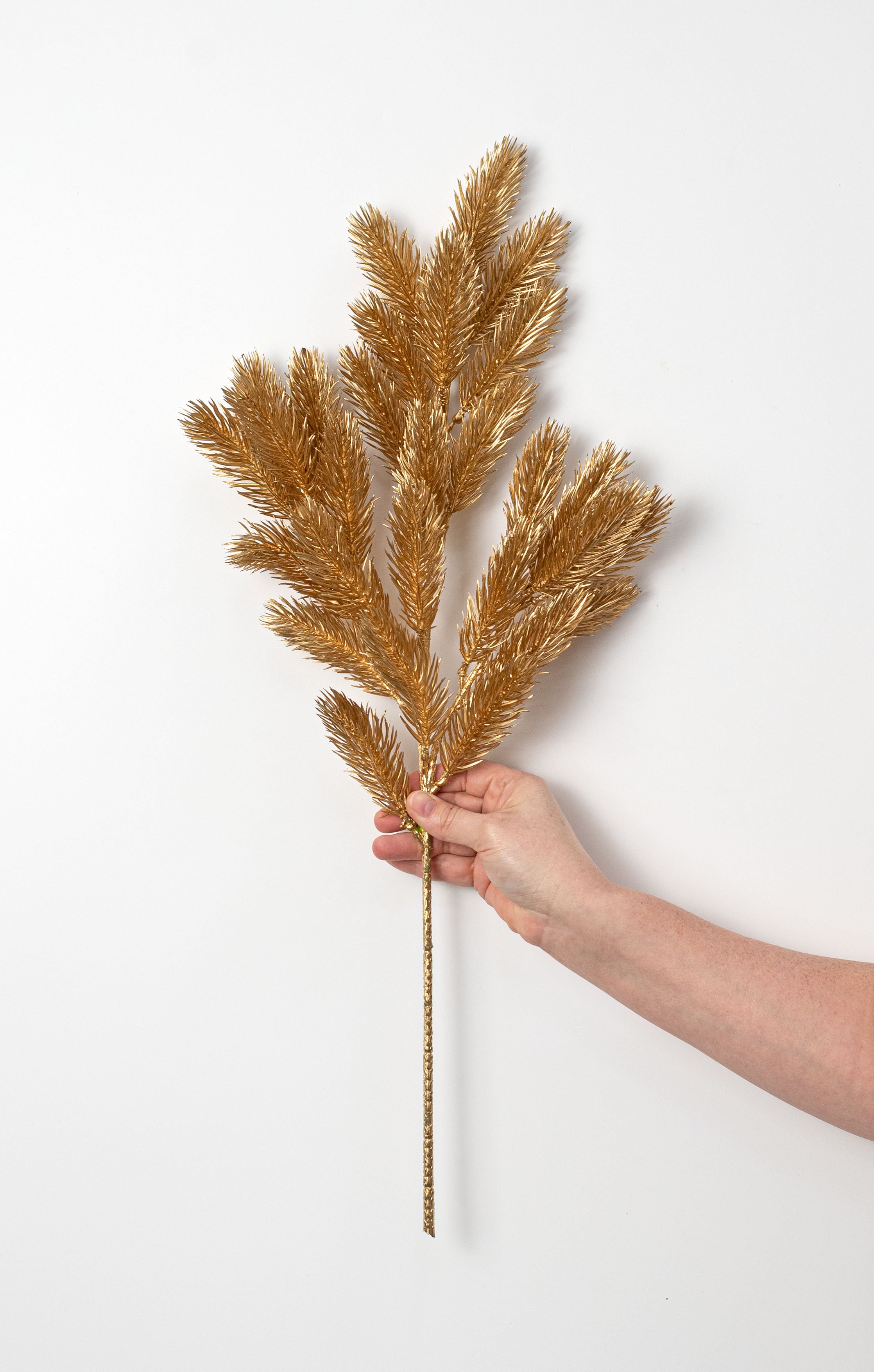 25" Plastic Pine Spray: Gold