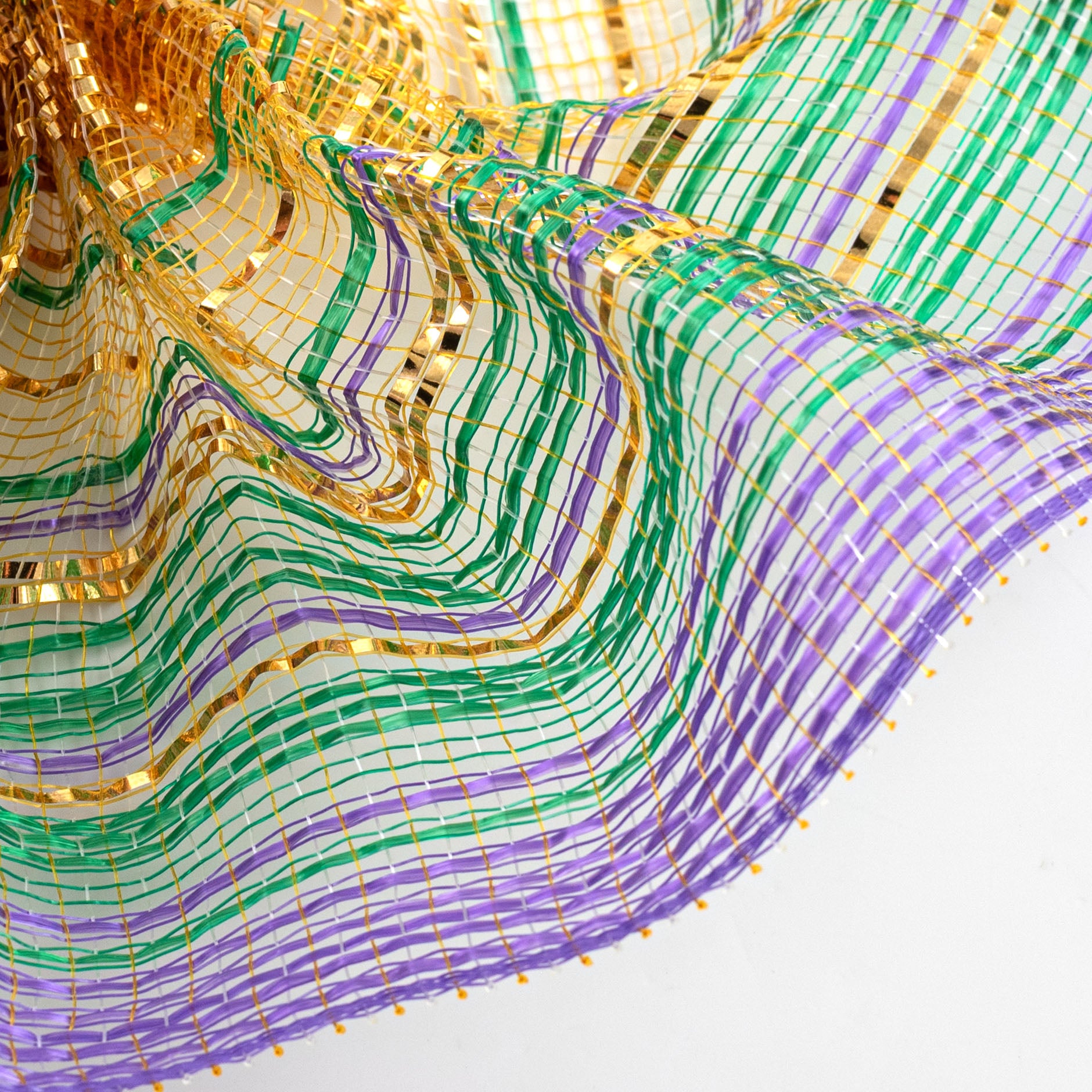 10" Vertical Wide Strip Ombré Mesh: Mardi Gras