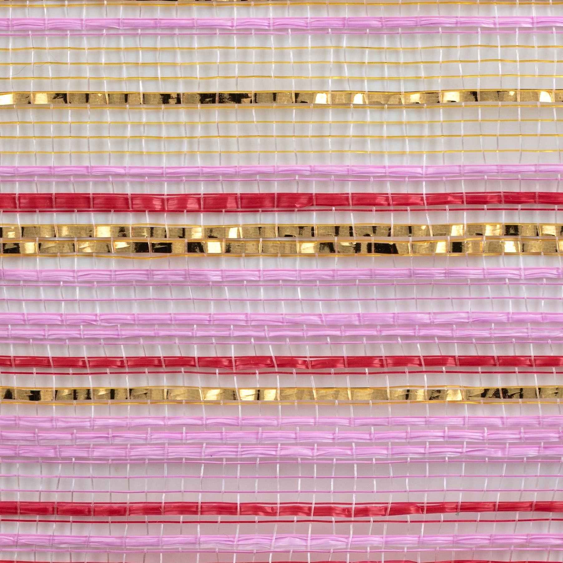 10" Vertical Wide Strip Ombré Mesh: Red, Pink & Metallic Gold