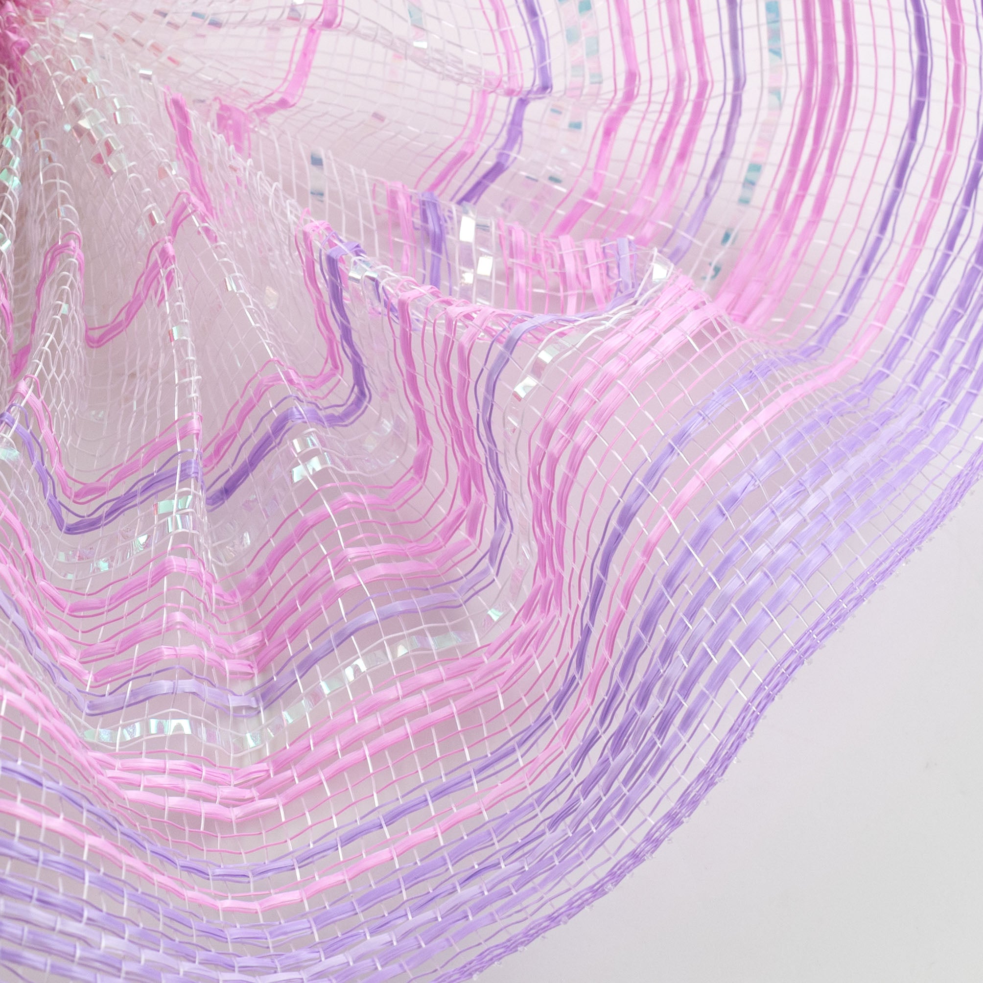 10" Vertical Wide Strip Ombré Mesh: Iridescent Lavender & Pink