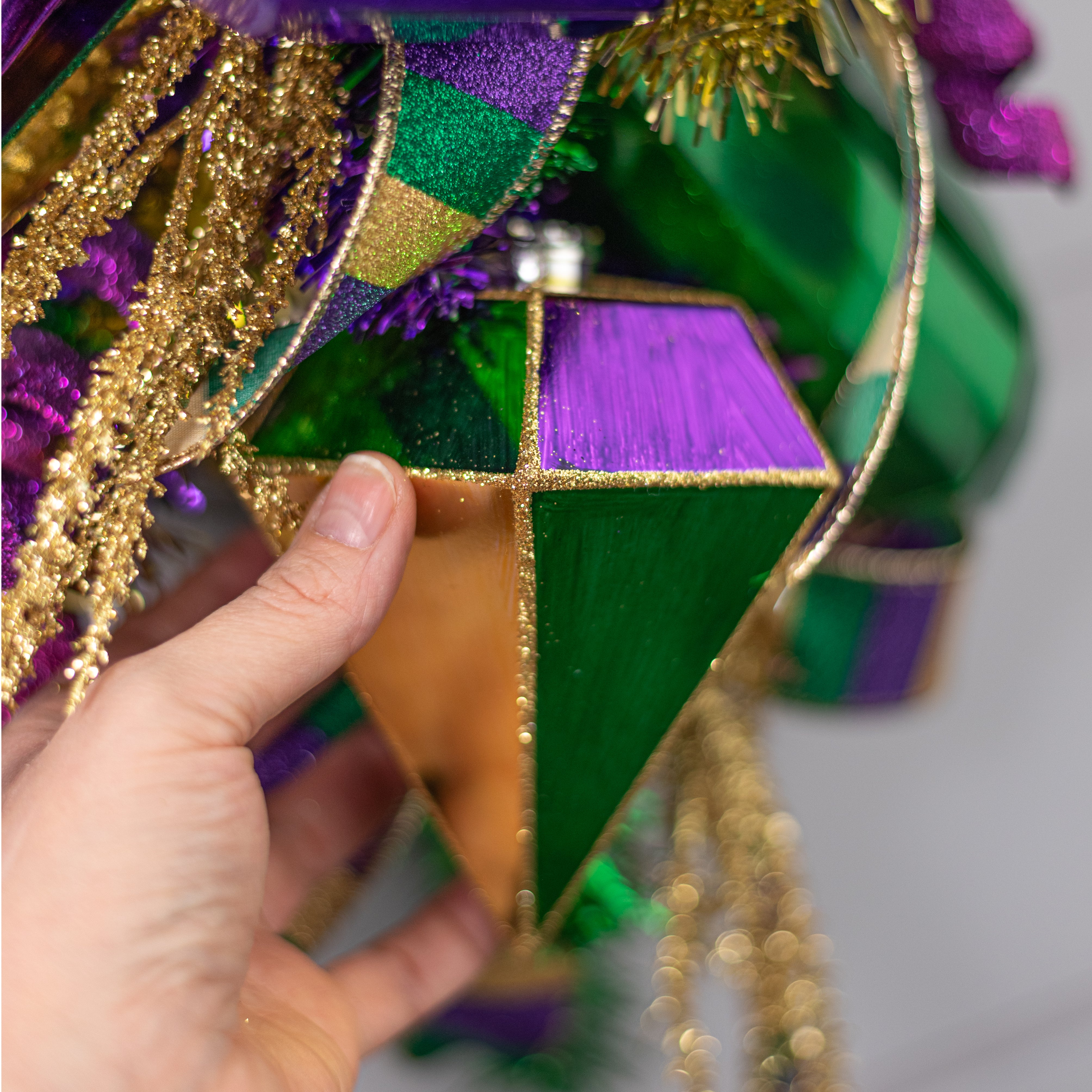 120MM Painted Diamond Ornament: Mardi Gras