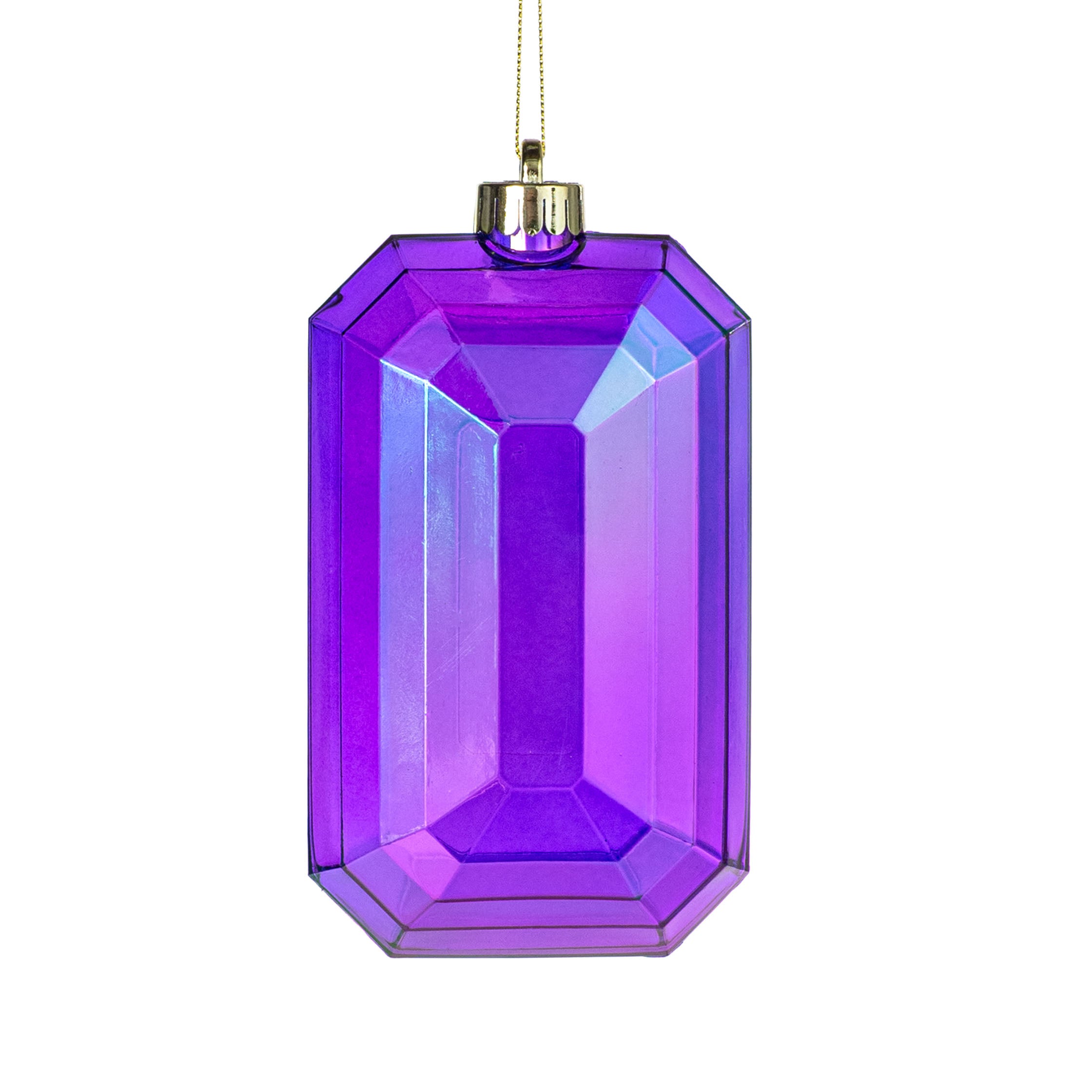 7" Rectangle Gem Ornament: Iridescent Purple
