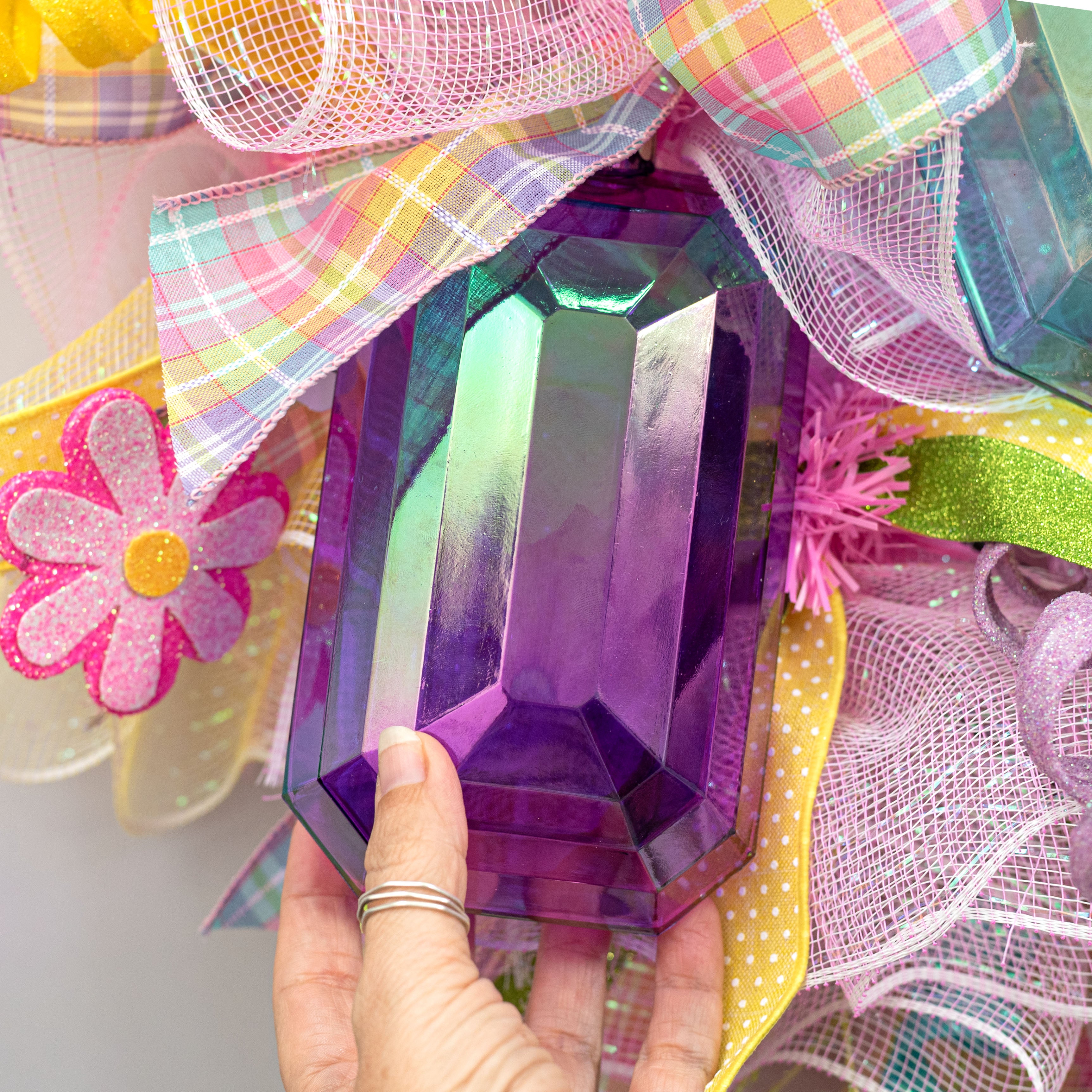7" Rectangle Gem Ornament: Iridescent Purple