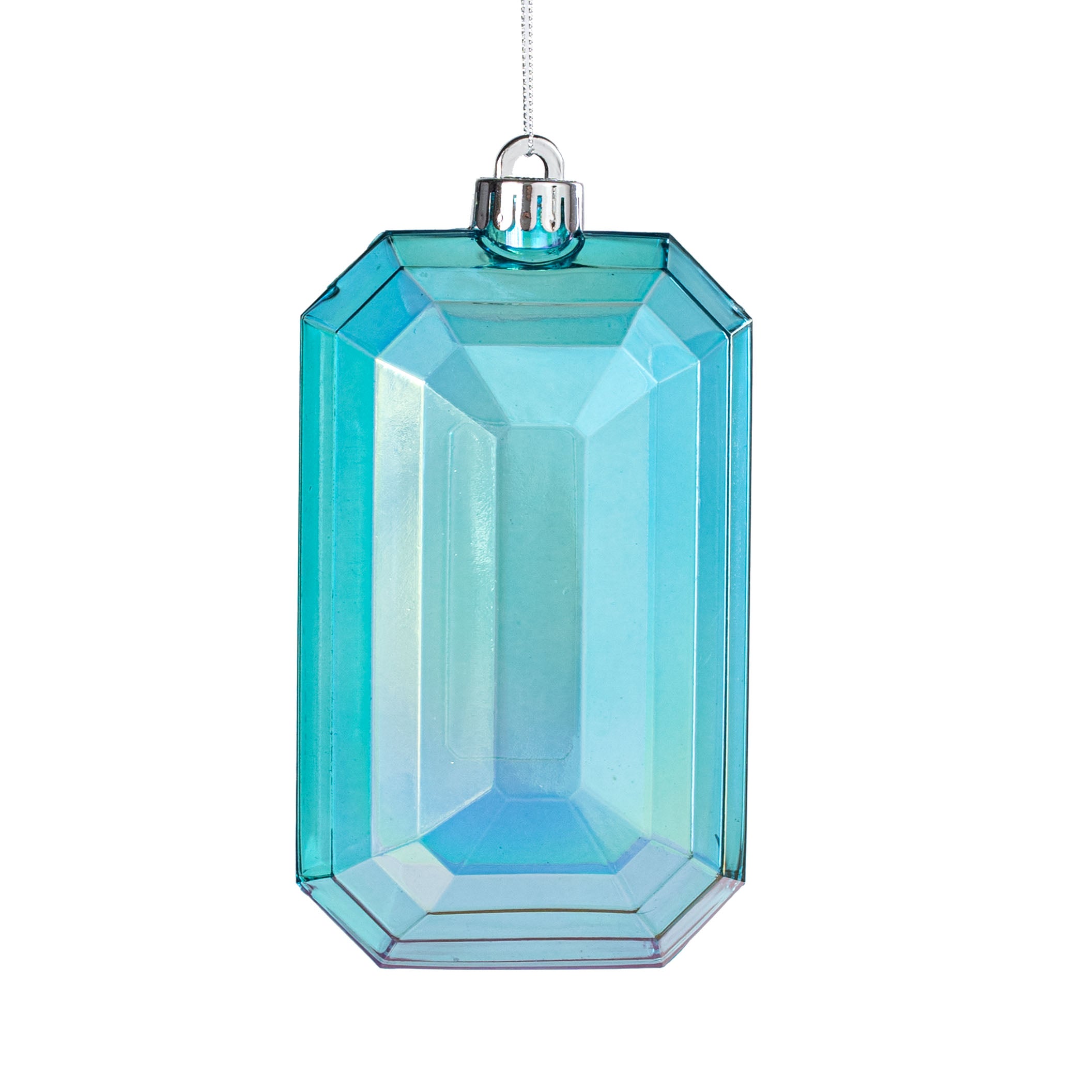 7" Rectangle Gem Ornament: Iridescent Turquoise