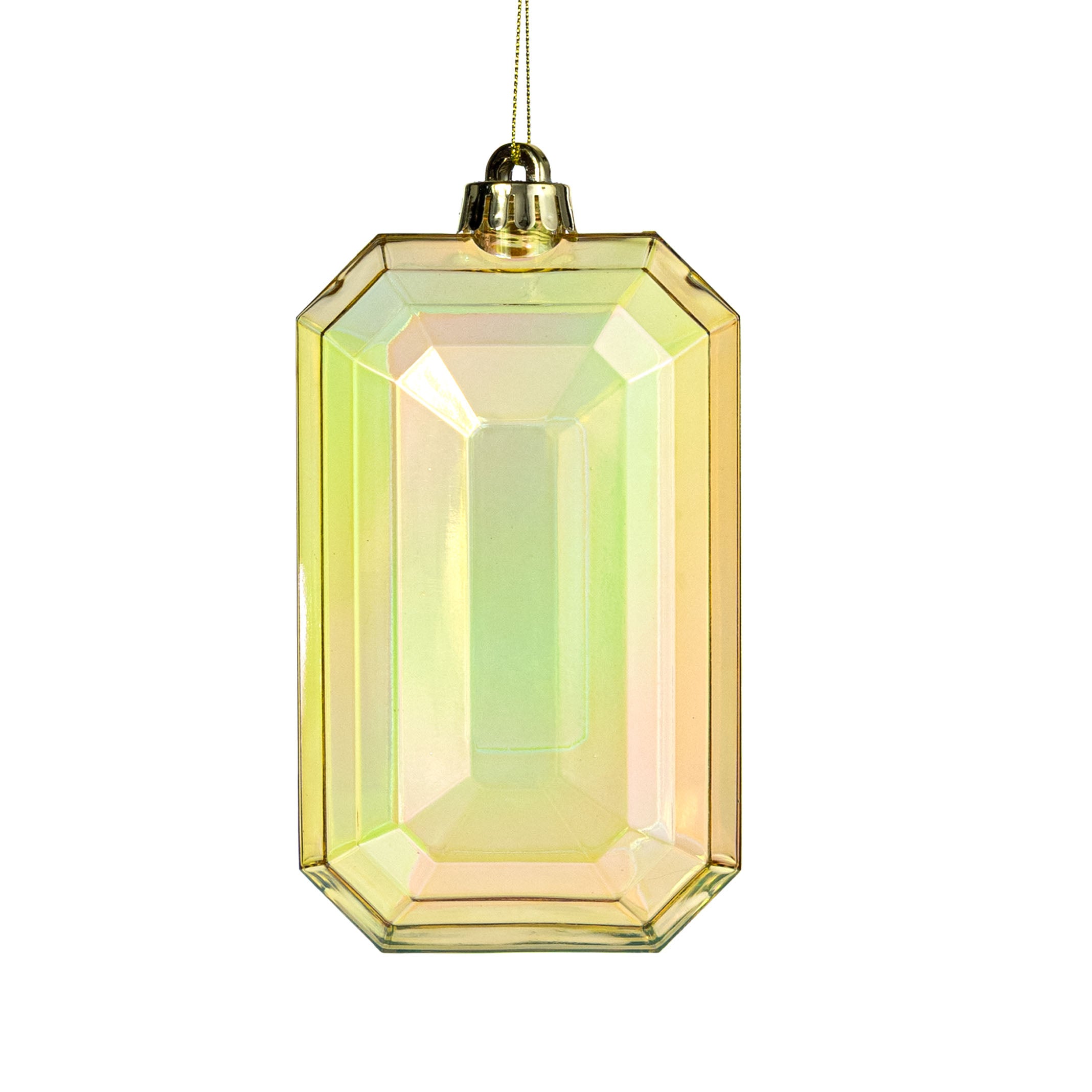 7" Rectangle Gem Ornament: Iridescent Golden Yellow
