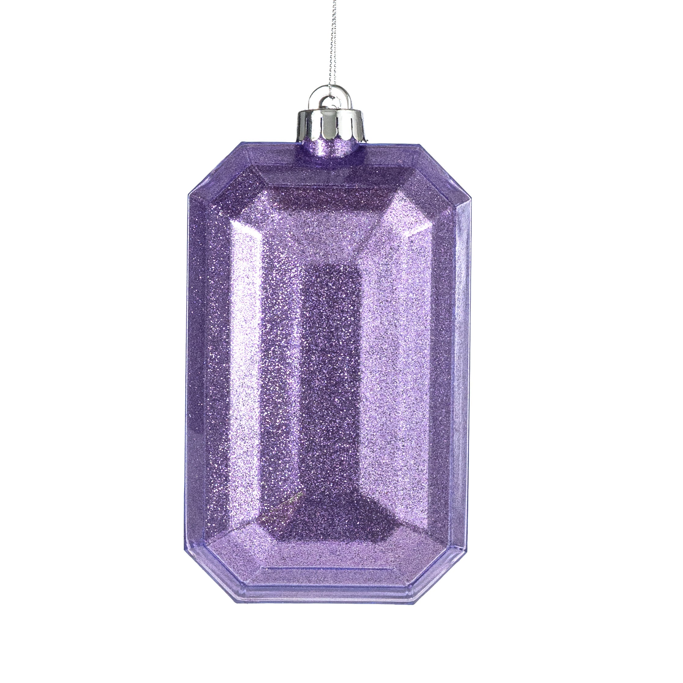 7" Rectangle Gem Ornament: Glitter Inside Lavender