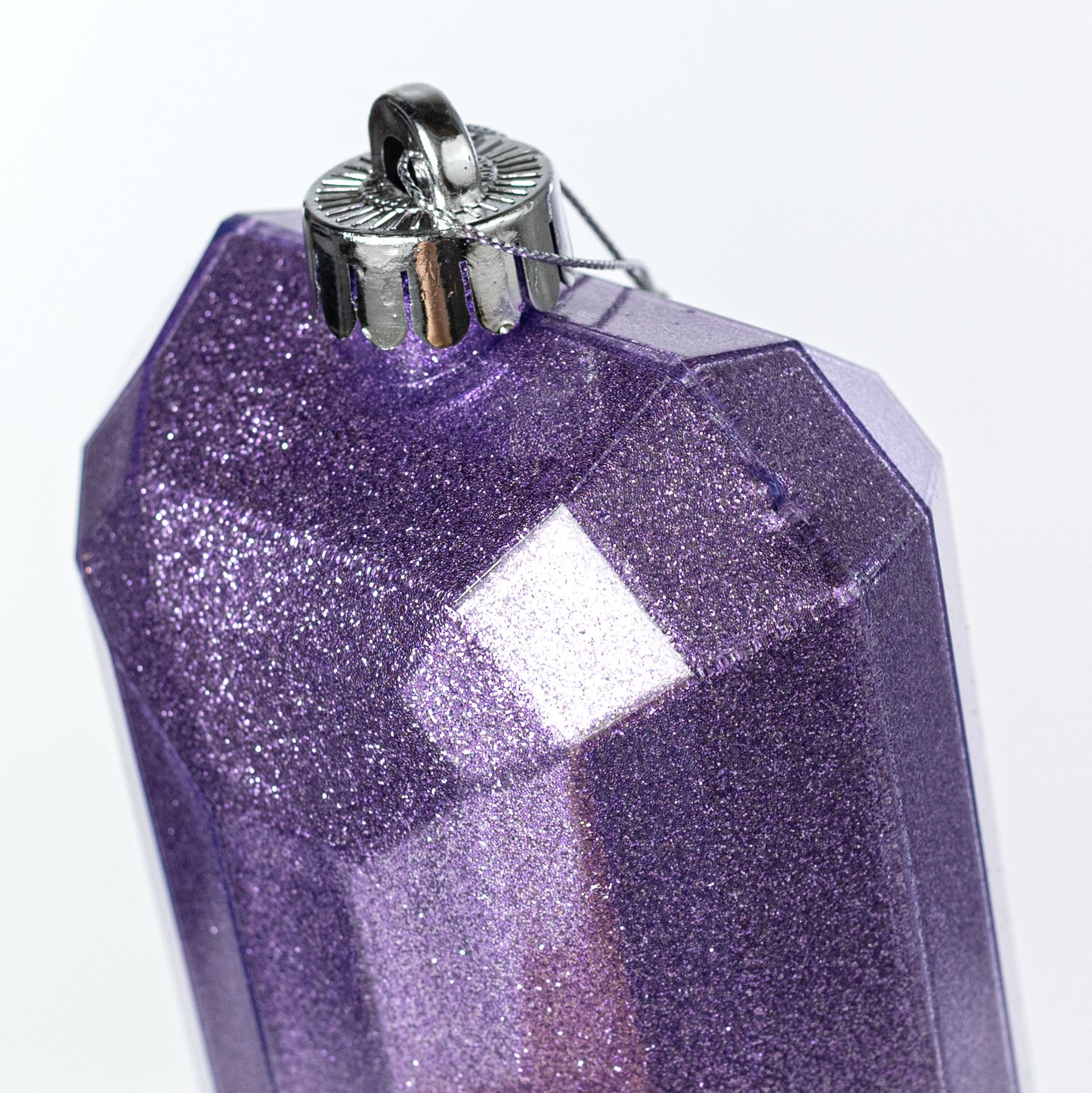 7" Rectangle Gem Ornament: Glitter Inside Lavender