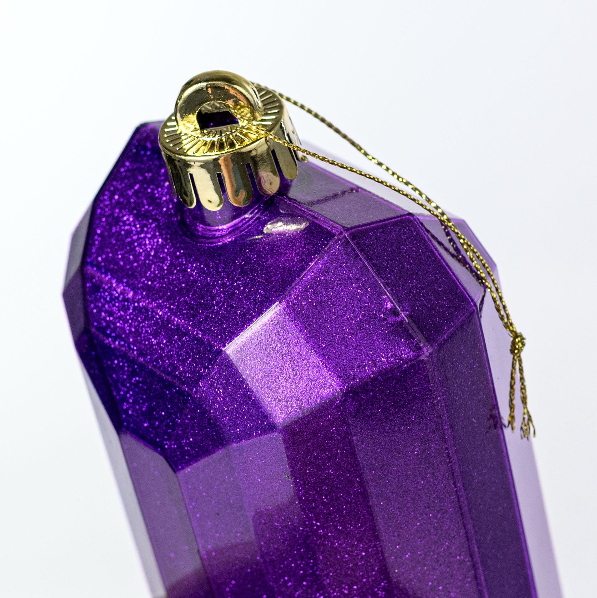 7" Rectangle Gem Ornament: Glitter Inside Purple