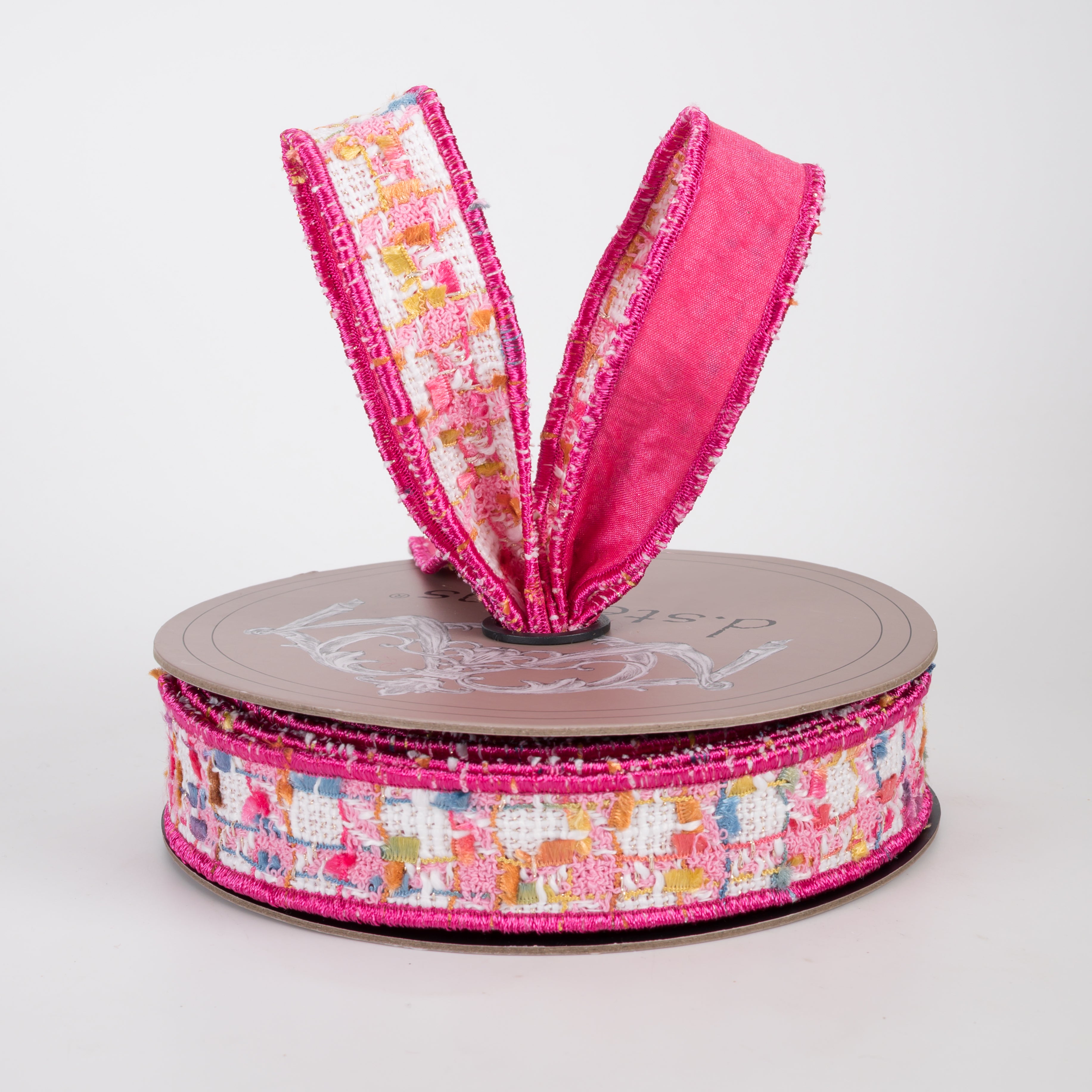 [D Stevens] 1" Boucle & Dupioni Ribbon: Pink (10 Yards)