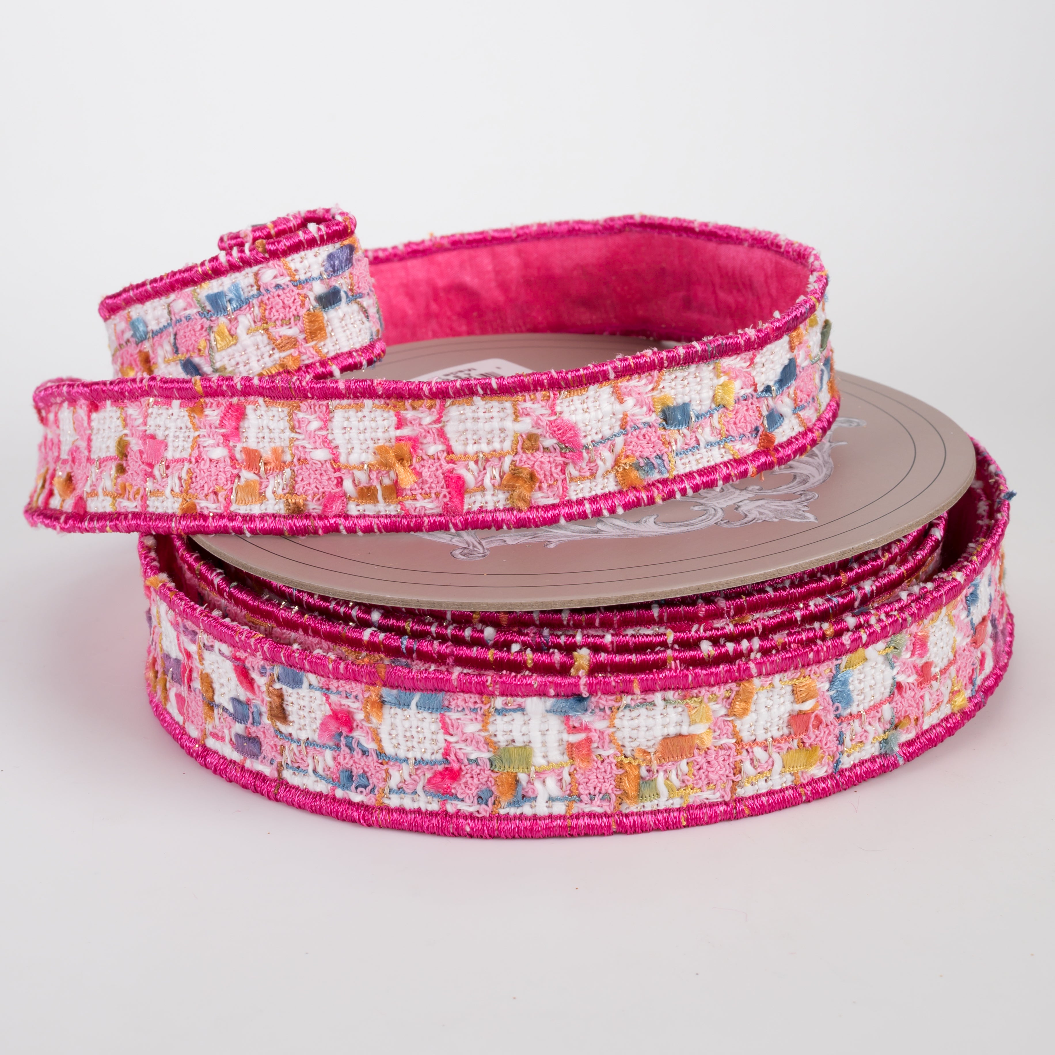 [D Stevens] 1" Boucle & Dupioni Ribbon: Pink (10 Yards)