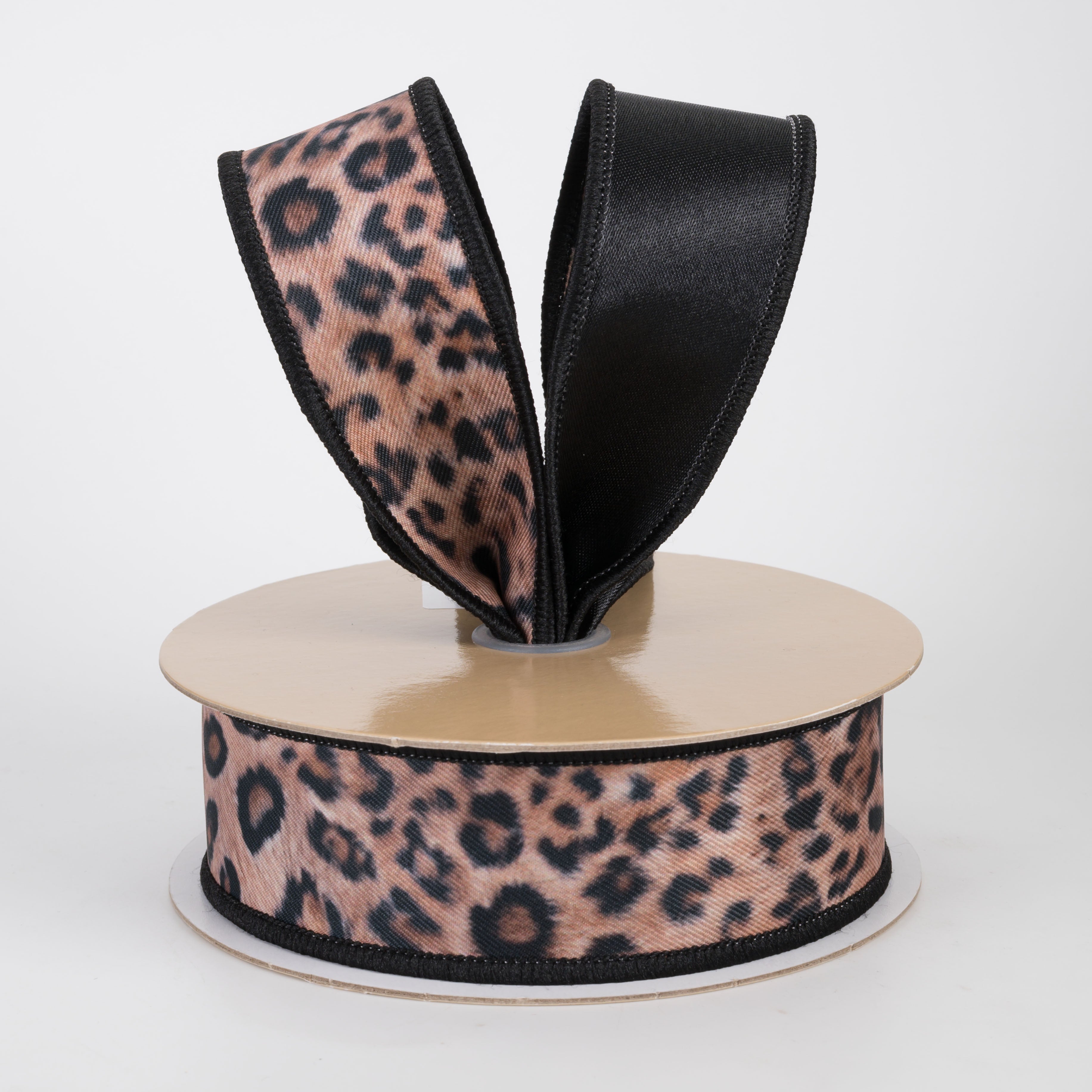 1.5" Double Sided Fused Leopard Print Ribbon (10 Yards)
