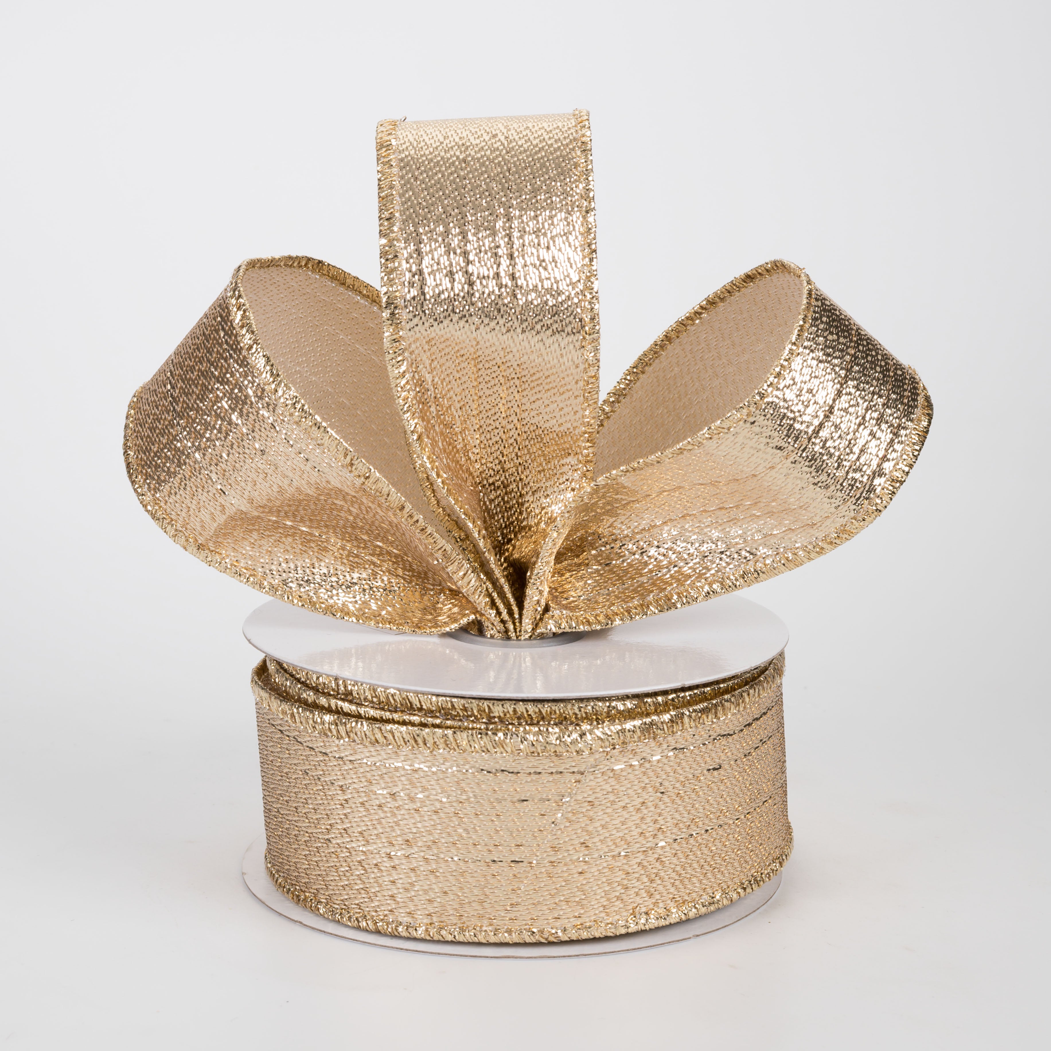 1.5" Metallic Lamé Ribbon: Champagne Gold (10 Yards)