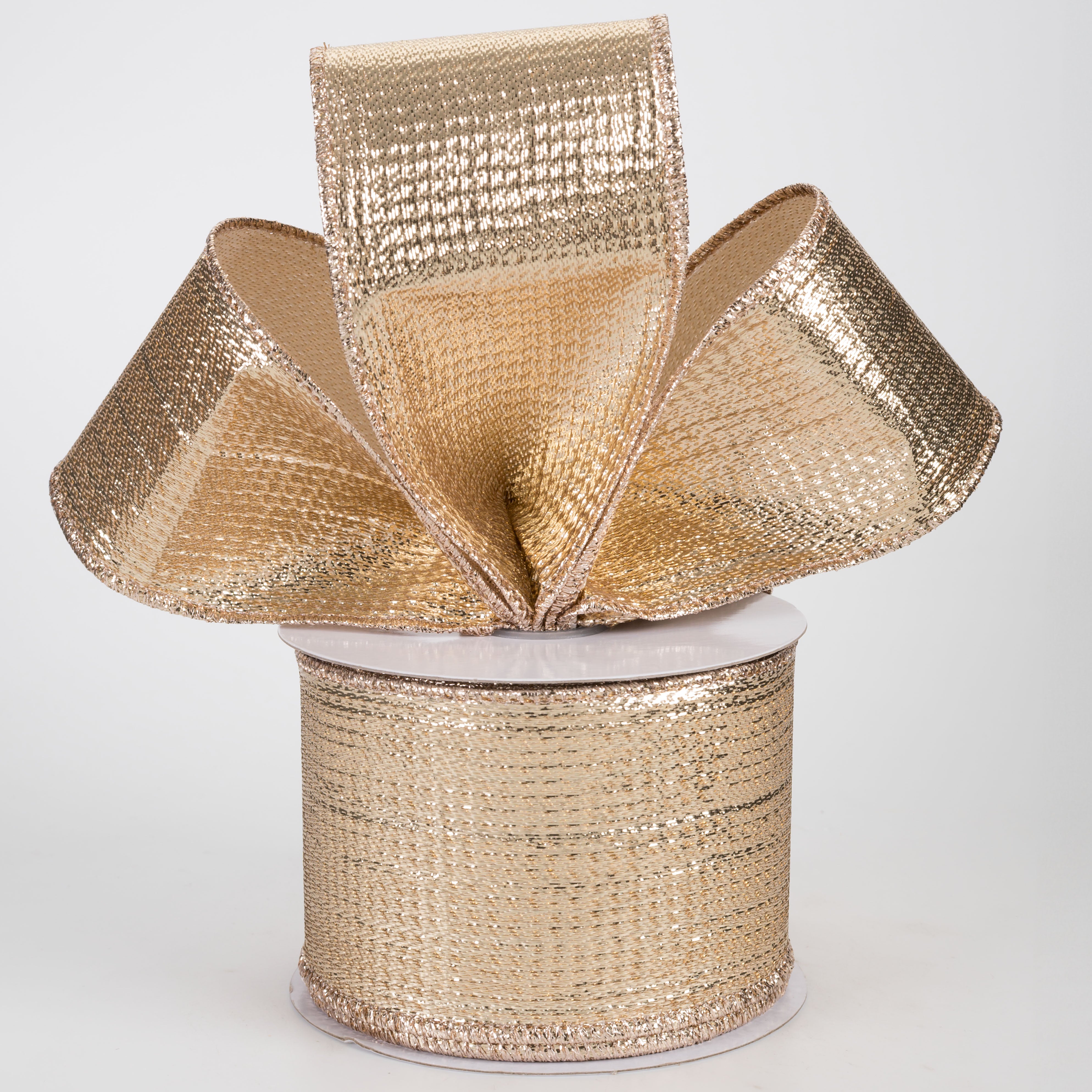 2.5" Metallic Lamé Ribbon: Champagne Gold (10 Yards)