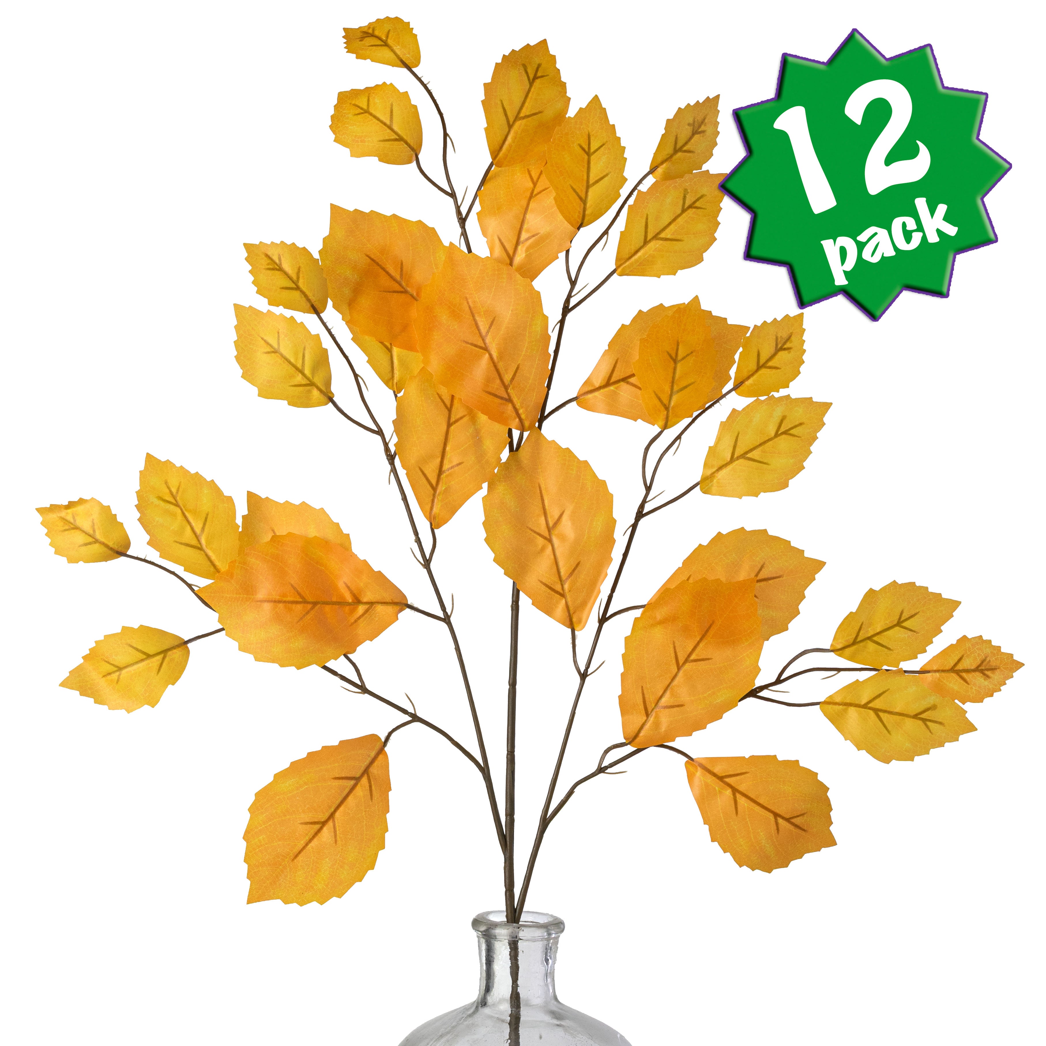 28" Rose Leaf Sprays: Golden Yellow (12)
