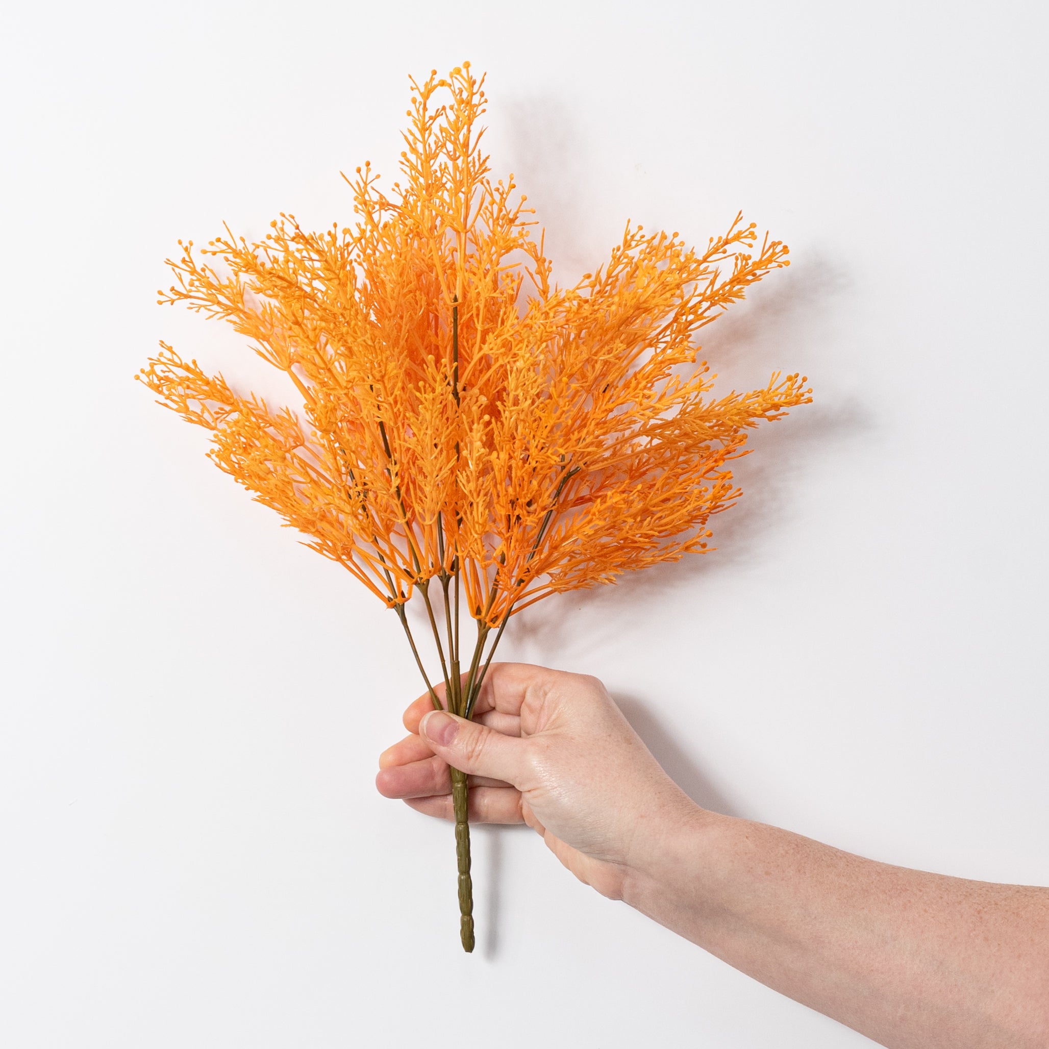 14" Seeded Grass Bush: Bright Orange (7 Stem)