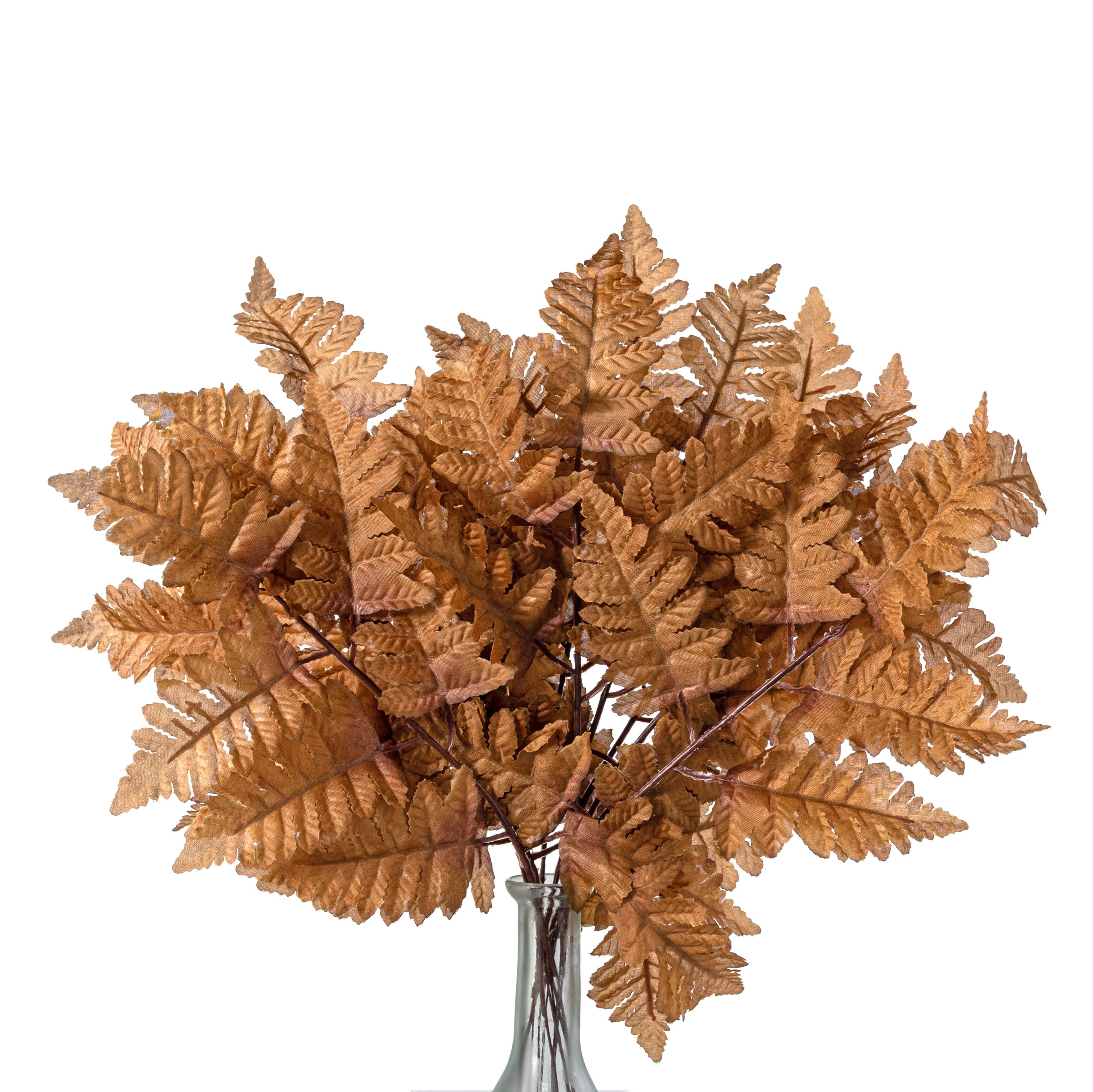 17" Pull Apart Silk Leather Leaf Bush: Light Brown (12 Stems)