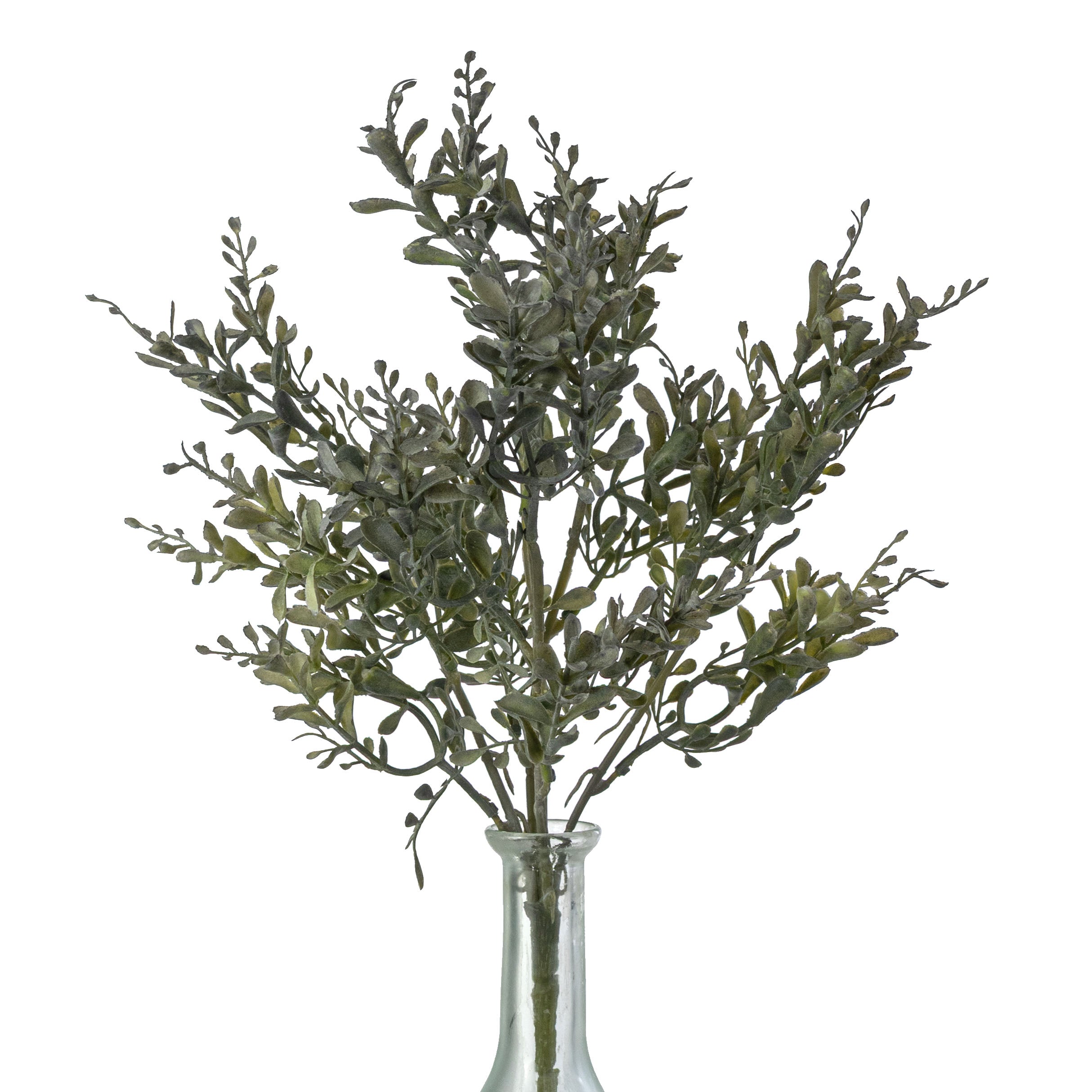 15" Mini Tea Leaf Bush: Dusty Green (5 Stem)
