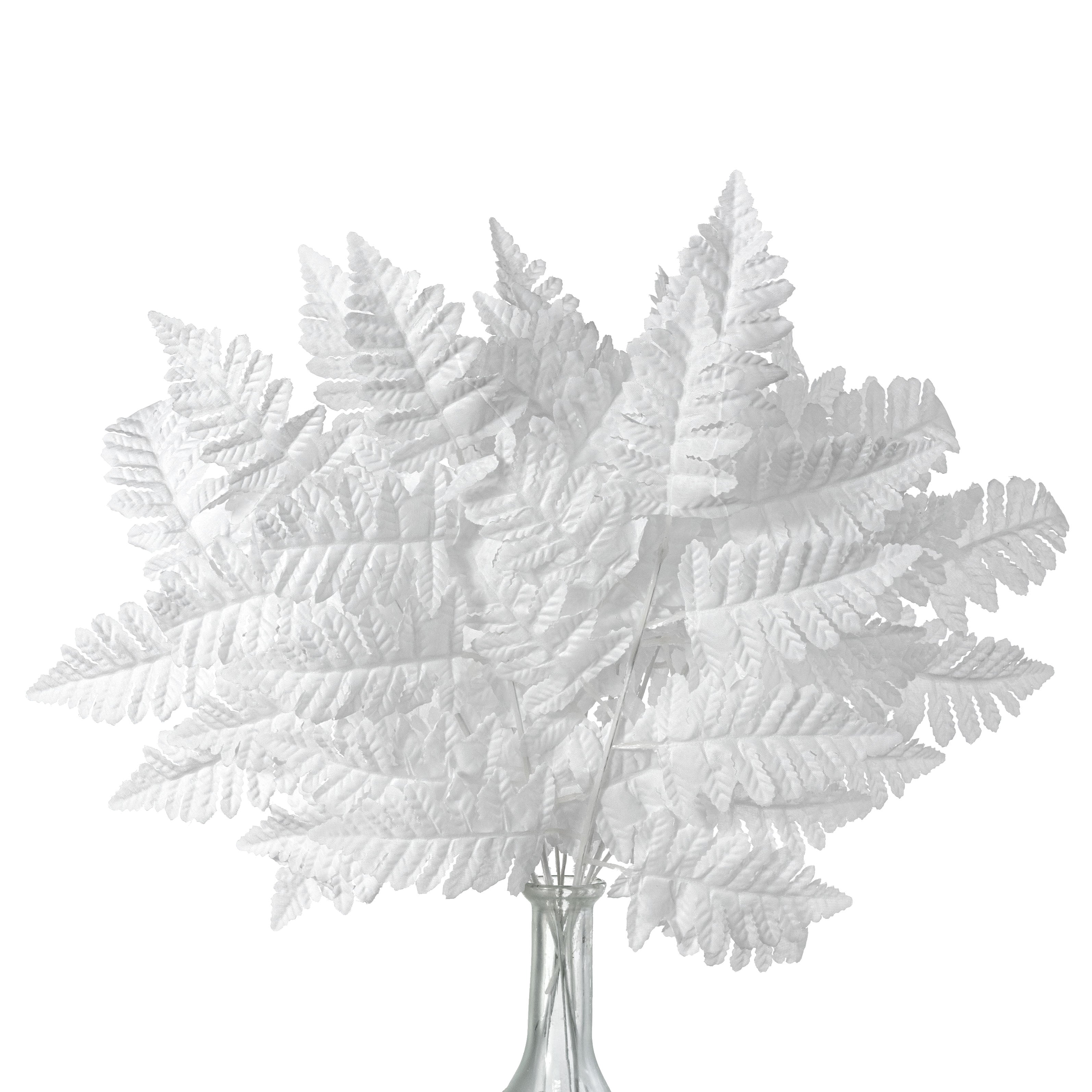 17" Pull Apart Silk Leather Leaf Bush: White (12 Stems)