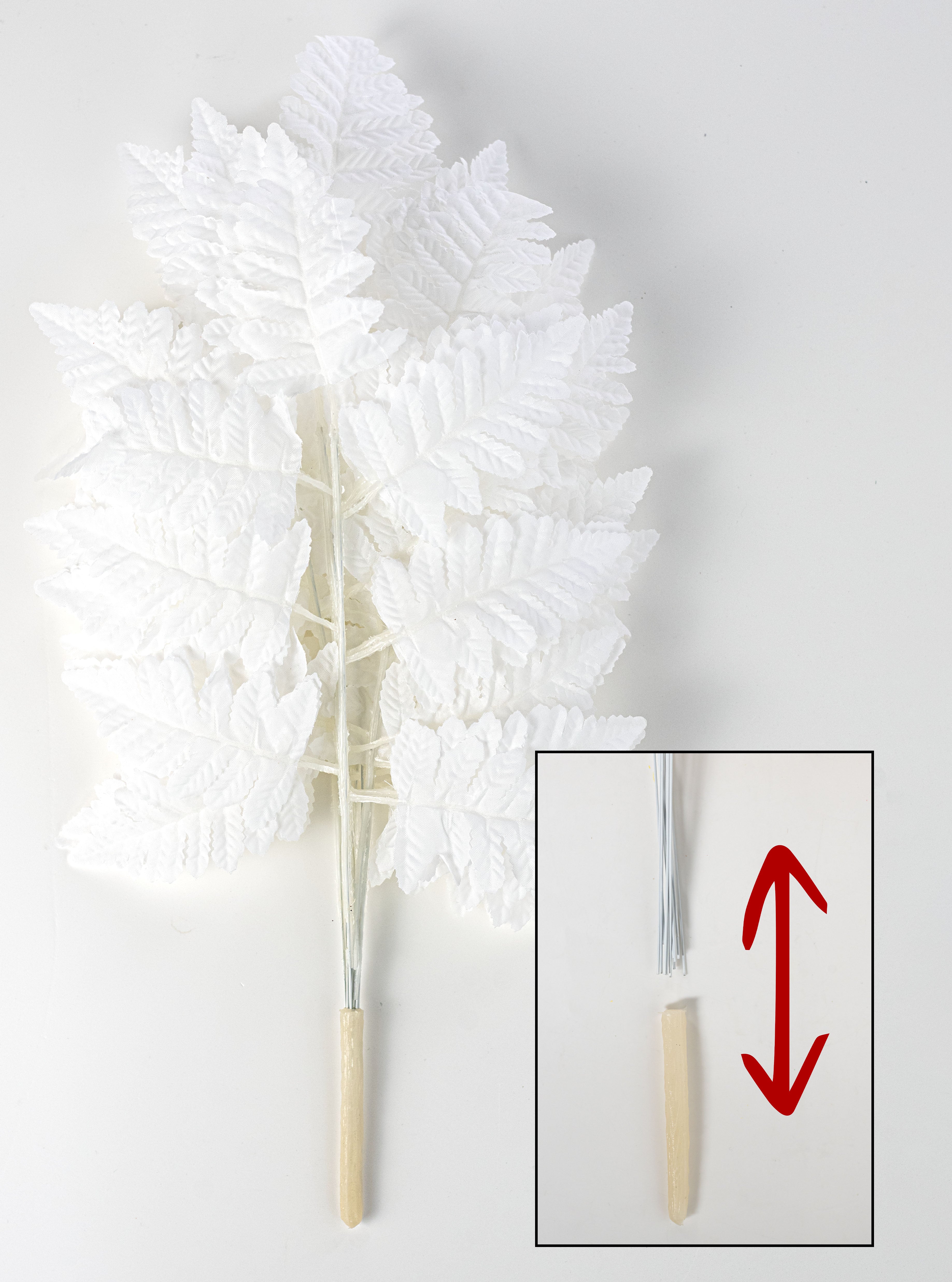 17" Pull Apart Silk Leather Leaf Bush: White (12 Stems)