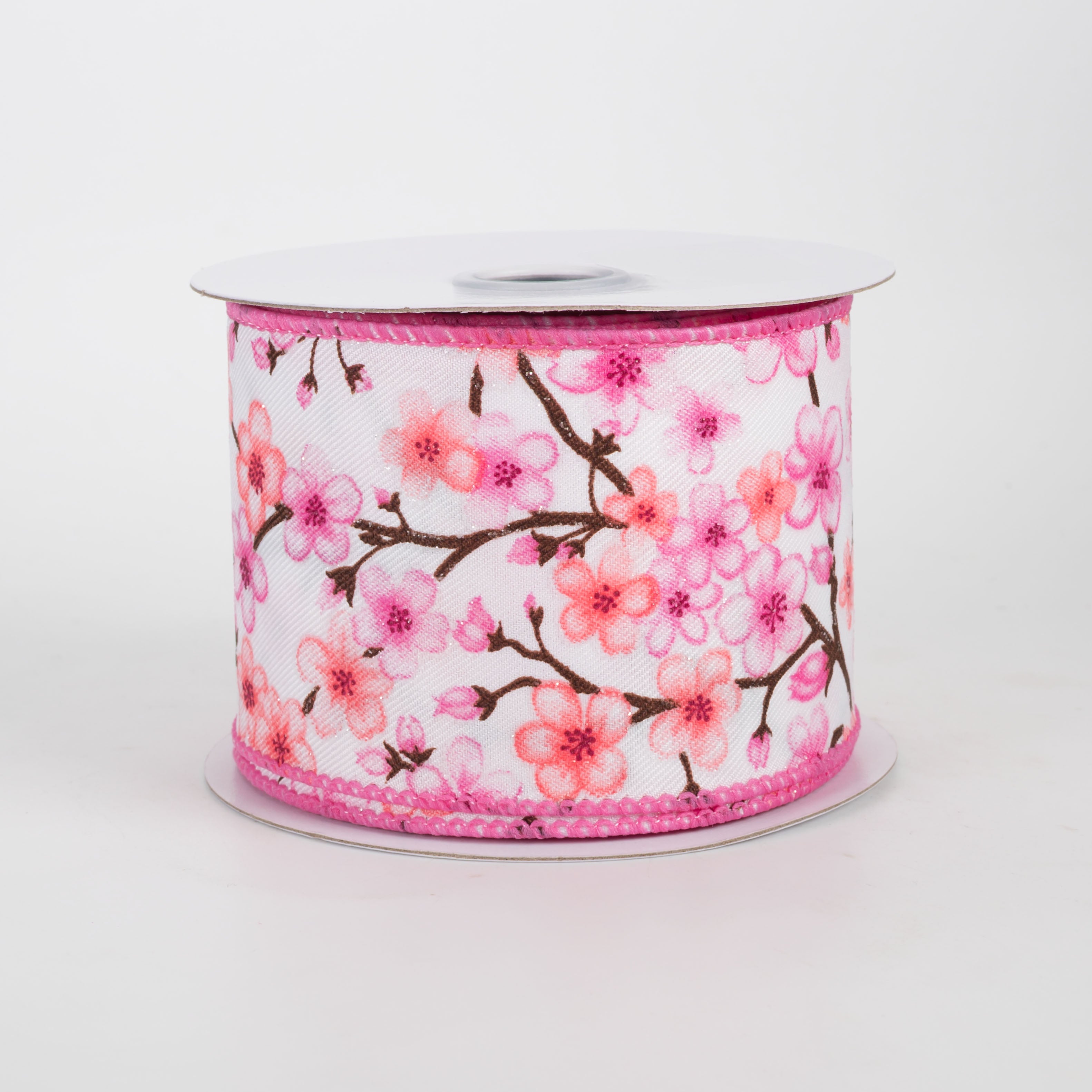 2.5" Cherry Blossoms Ribbon: Peach & Pink (10 Yards)