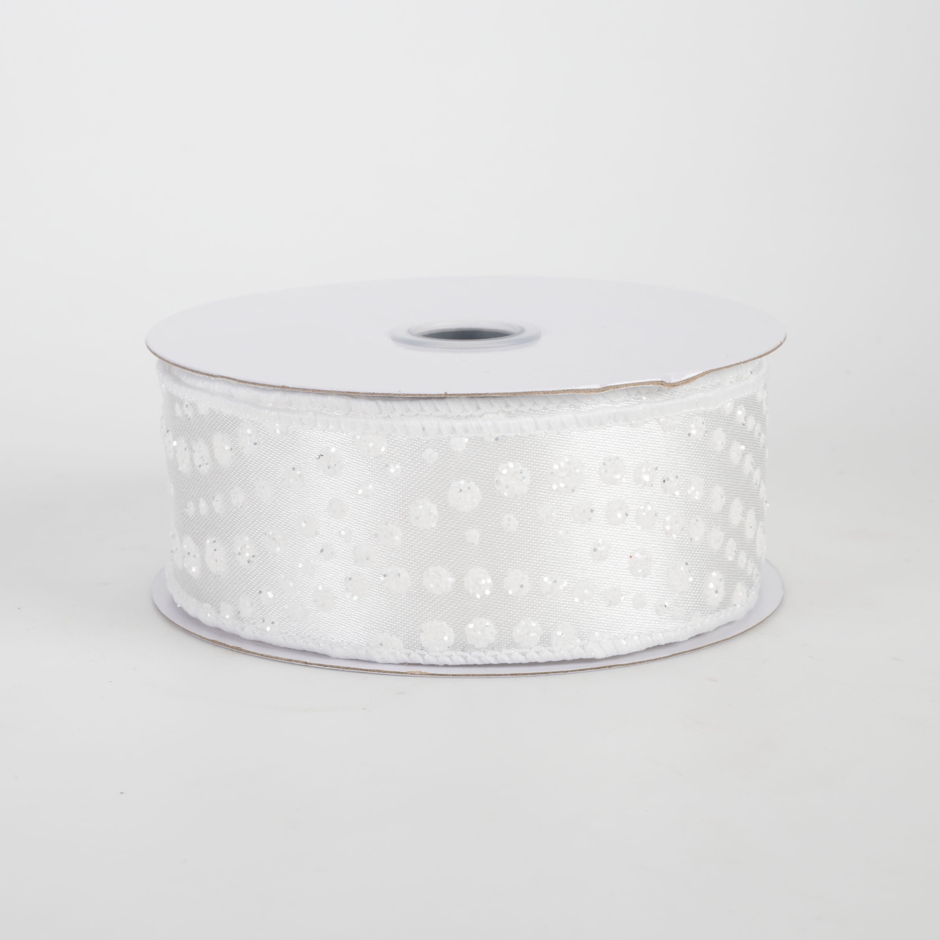 1.5" Raised Wavy Polka Dots Ribbon: White (10 Yards)