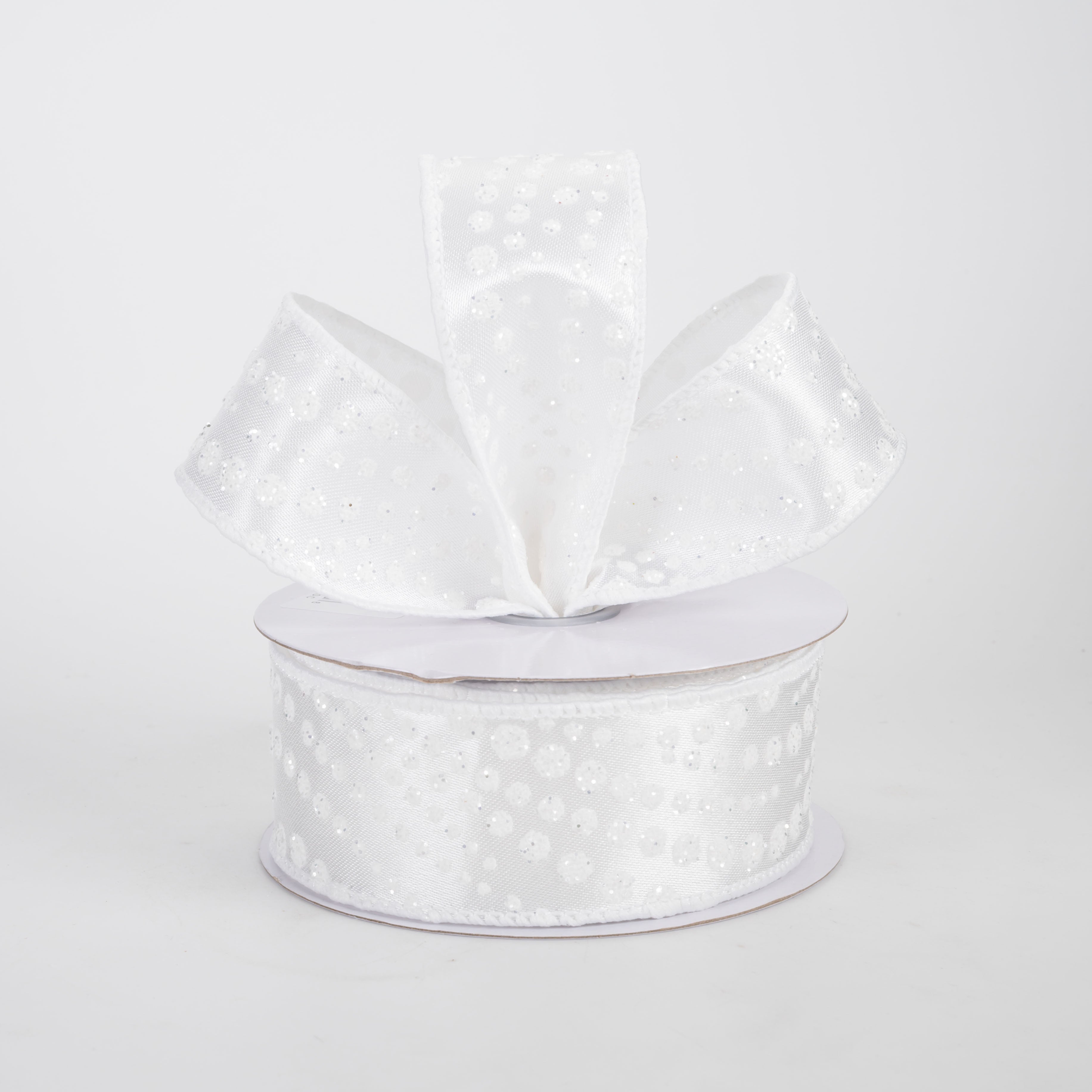 1.5" Raised Wavy Polka Dots Ribbon: White (10 Yards)