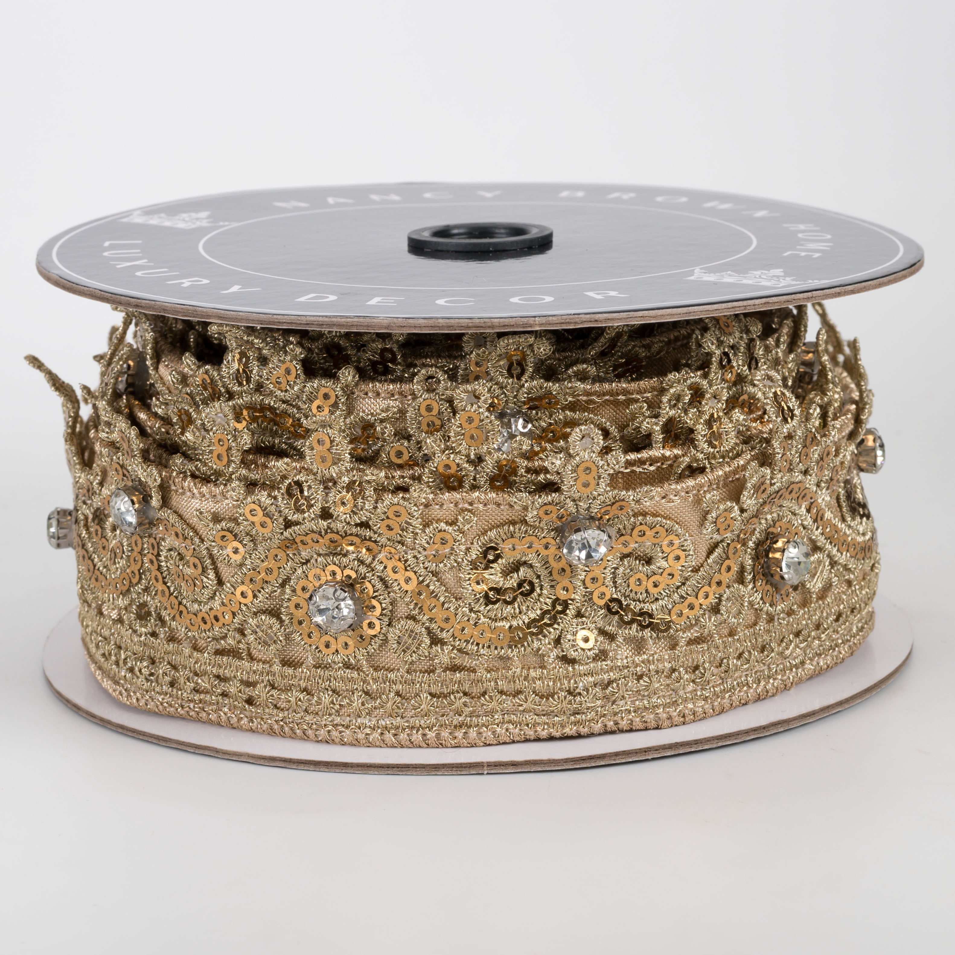 [Nancy Brown] 1.75" Double Sided Gold Crown & Jewel Ribbon (5 Yards)