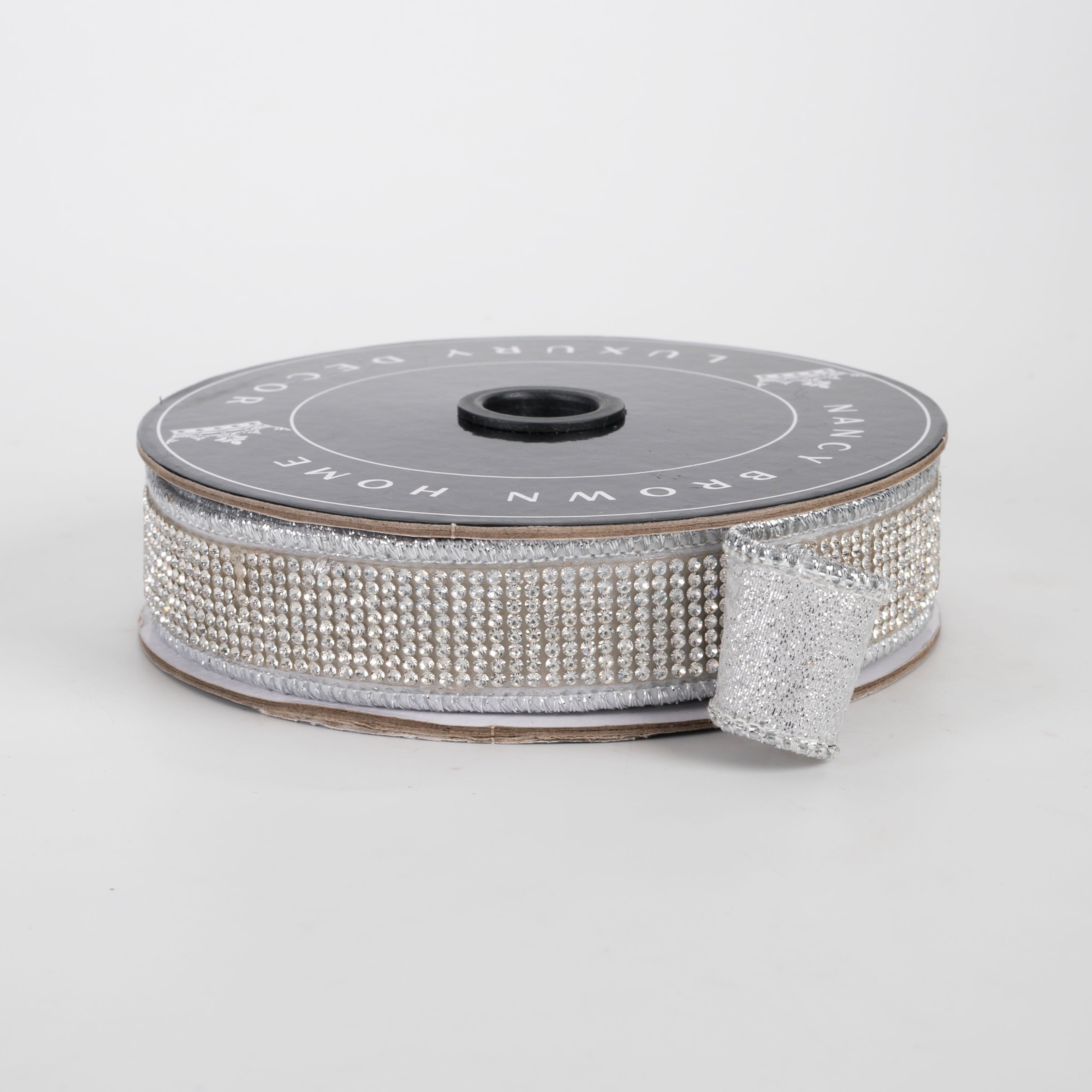 [Nancy Brown] 1" Silver Bling Double Sided Wired Ribbon (5 Yards)