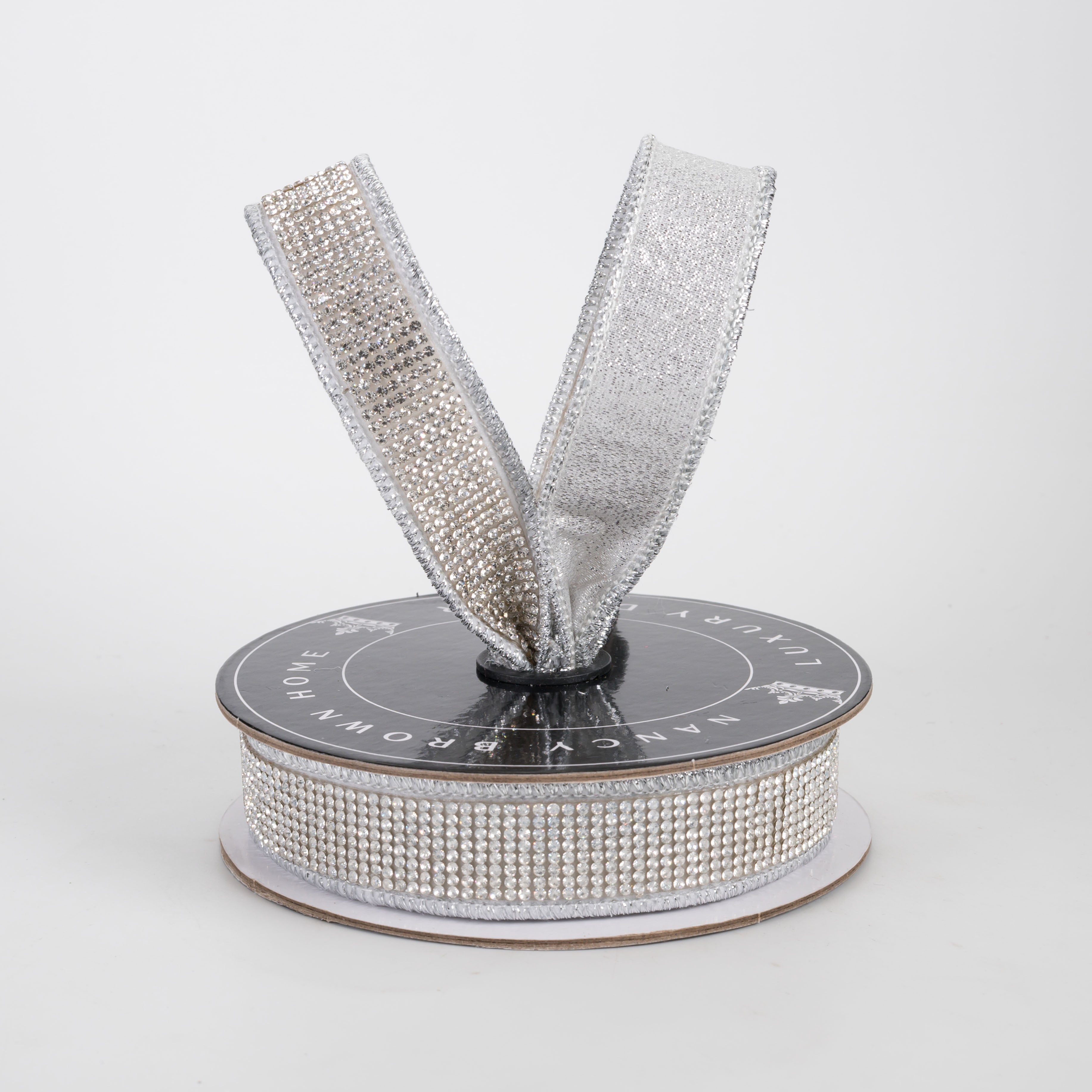 [Nancy Brown] 1" Silver Bling Double Sided Wired Ribbon (5 Yards)