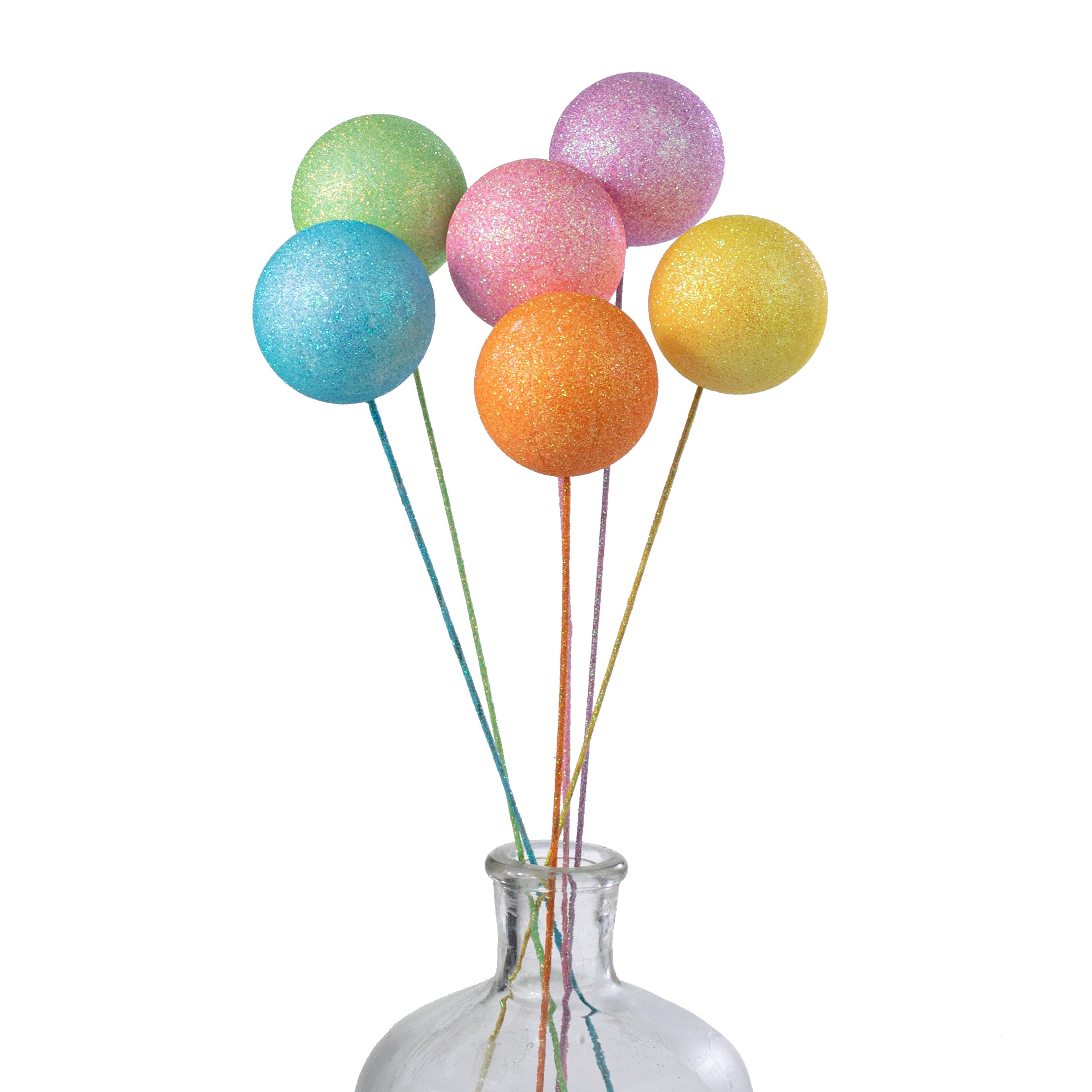 2.25" x 16" Glitter Ball Pick Bundle: Spring Pastel Multi